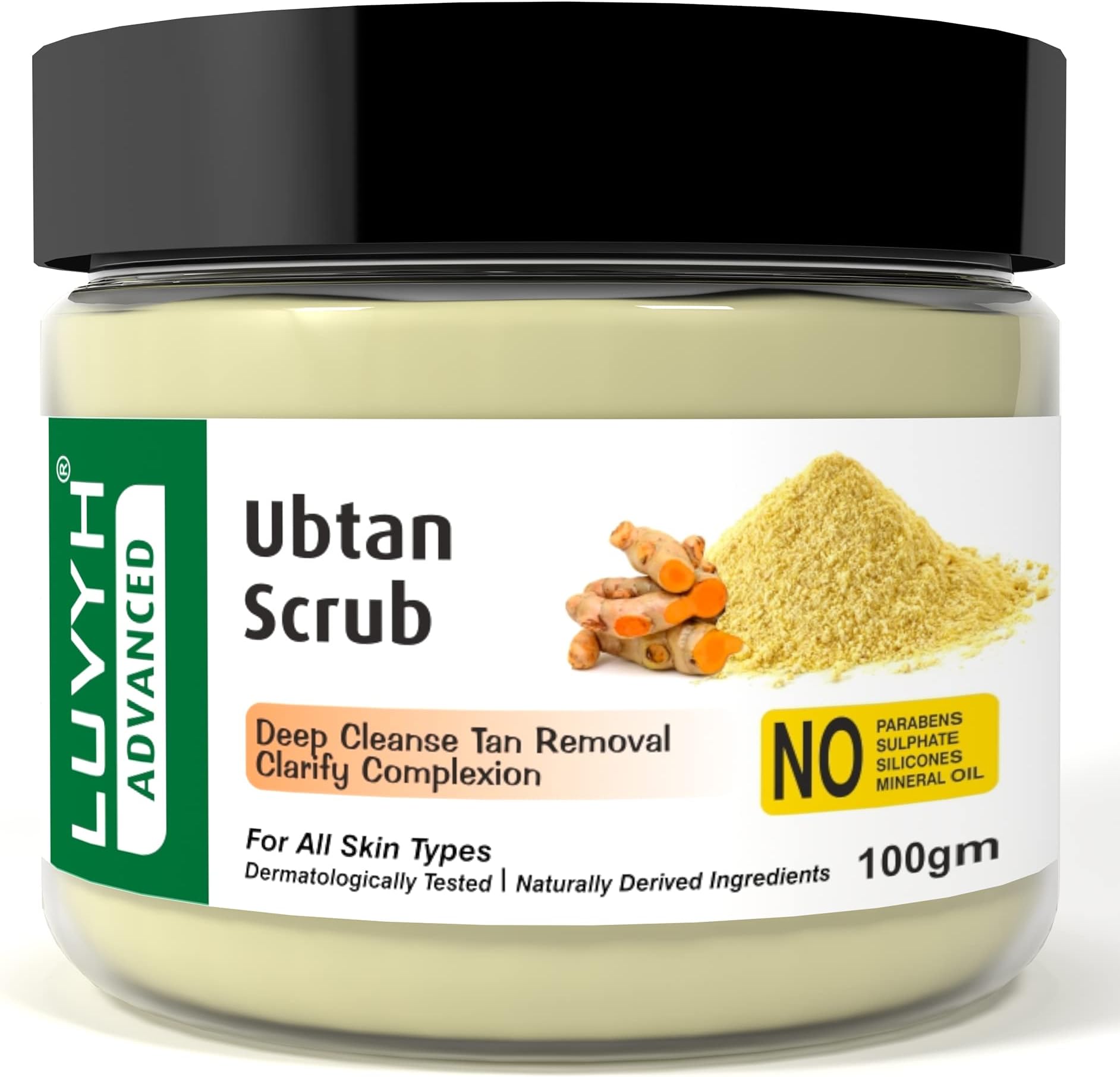 Ubtan Face Scrub & Body Scrub with Walnut & Turmeric for Women's and Men's |Cleansing and Tan Removal |Glowing Skin |Reducing Dark Spots |Nourishing |Skin Brightening Lightening | Paraben free-100 Gm