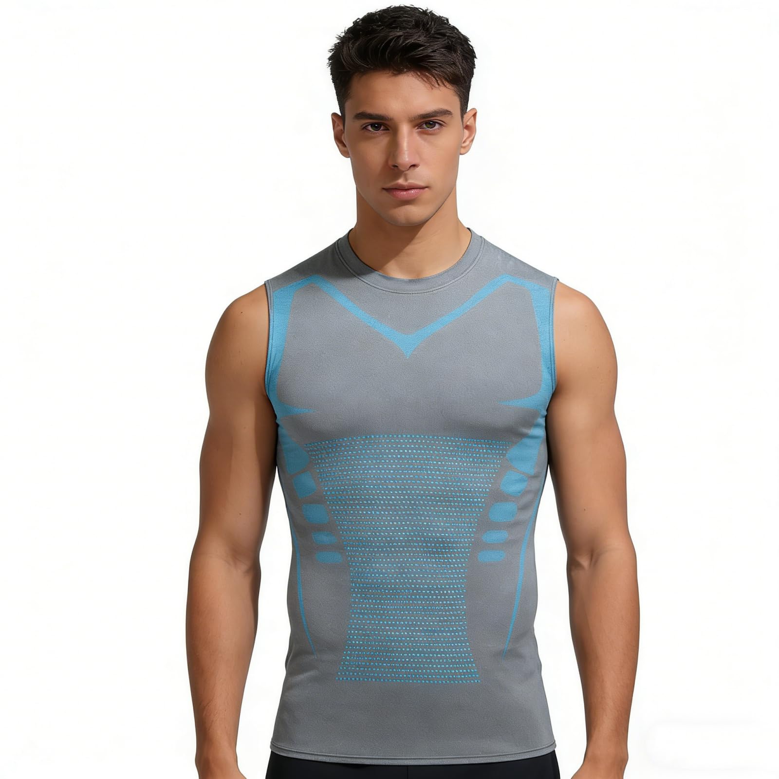 Canotta sportiva da uomo a compressione, senza maniche, per corsa e basket - 5