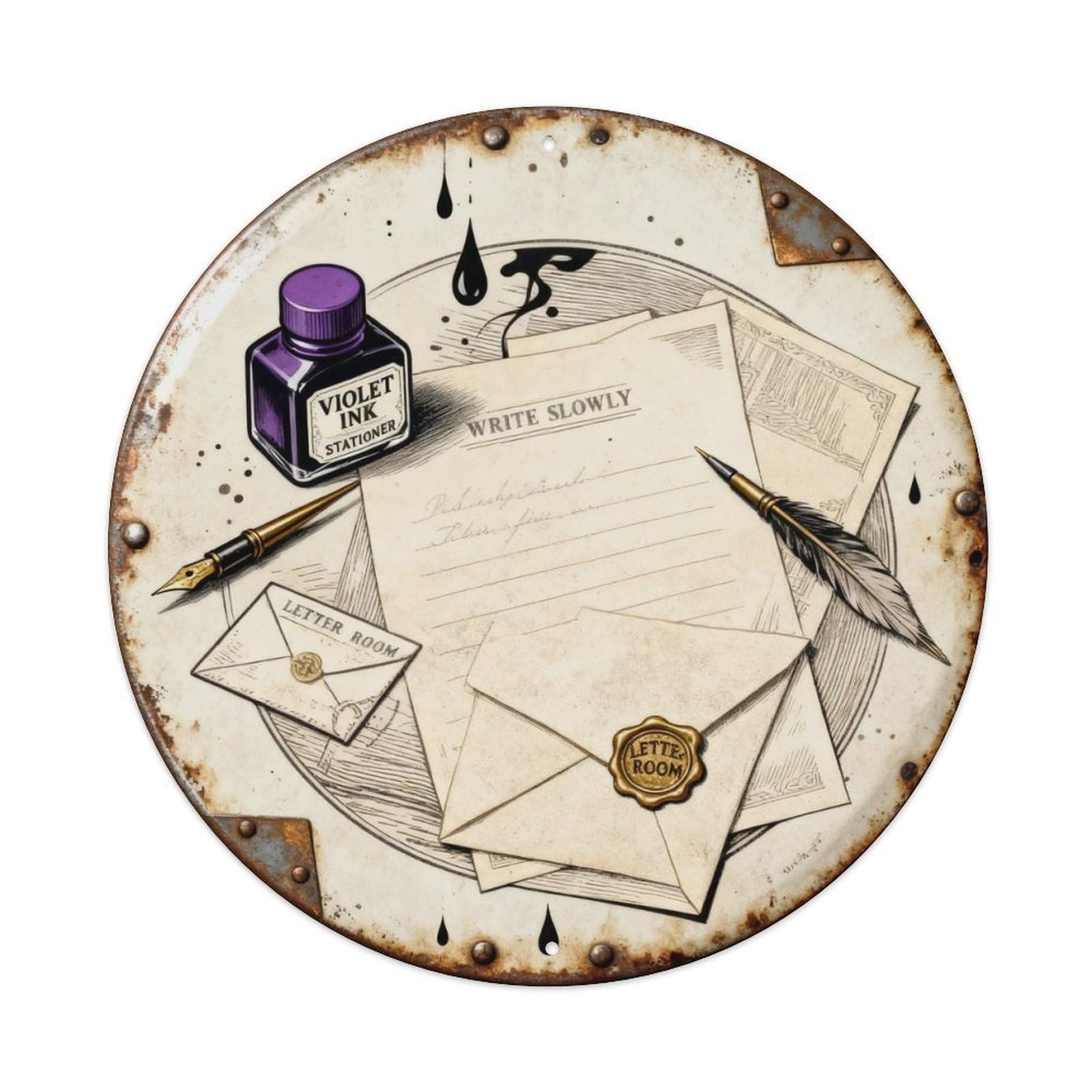 Violet Ink Stationer Sign Metal Tin Sign Plaque