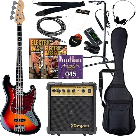 Amazon Photogenic エレキベース 初心者入門ライトセット ジャズベースタイプ Jb 240 Sb サンバースト 楽器 音響機器 楽器 音響機器