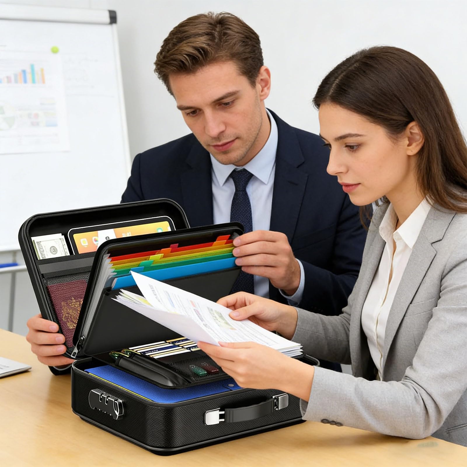 Contenitore Refrattario Per Documenti Ergonomico E Multiplo Scomparti Per Ufficio Scatola Contabilità