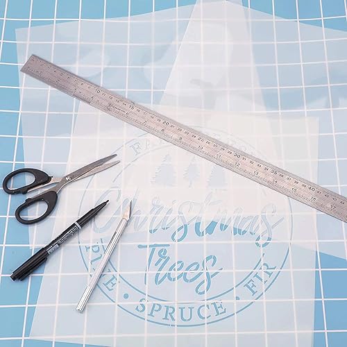 Vista 5 de Paquete de 24 hojas de plantillas de Mylar transparentes de 4 mil, 12 x 12 pulgadas, hojas de plantillas de plástico reutilizables en blanco