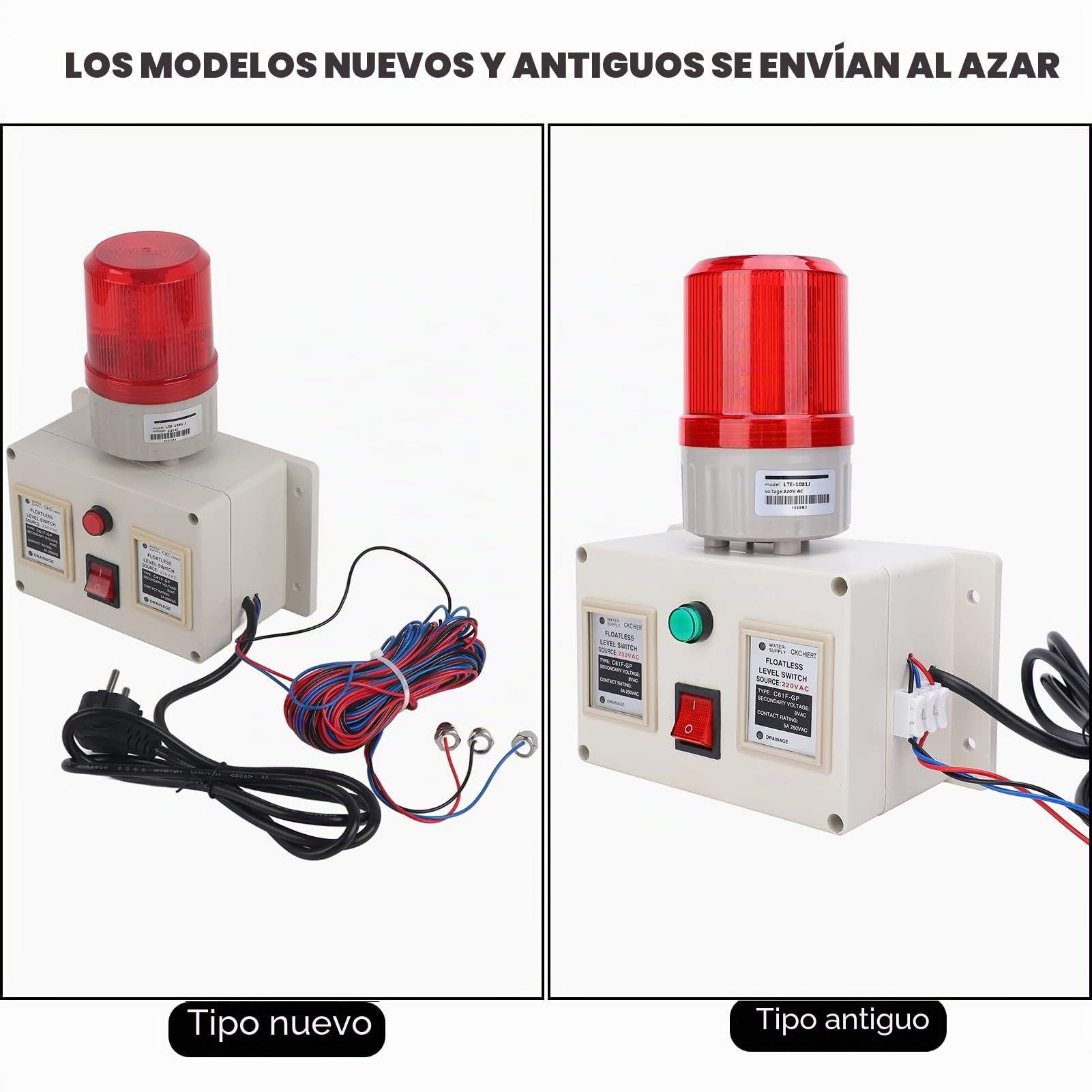 Sensor de Alarma de Niveld de Agua 90-105db Monitoreo de Tanque Ajustable Líquido de Escasez Total Distancia de Detección 15 Metros Enchufe de La UE AC 220V