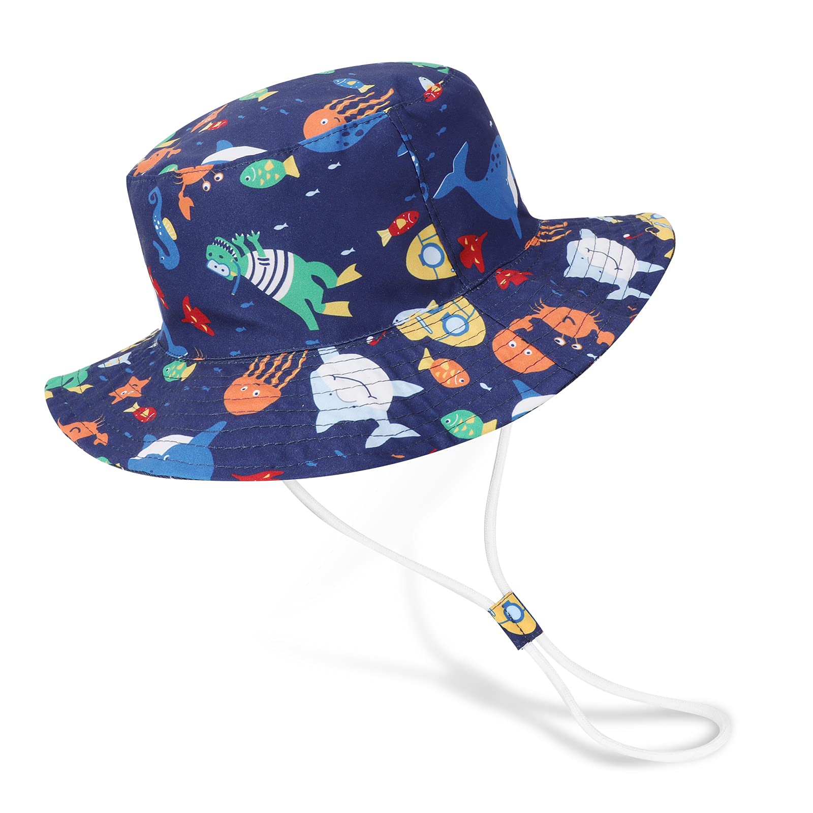 Hifot Bebé Niña Niño Sombrero de Sol Verano Algodón Niño Tiburón Ajustable Pescador Gorra Protección de Sol Anti UV para Exteriores/Natación/Playa/Piscina UPF 50+