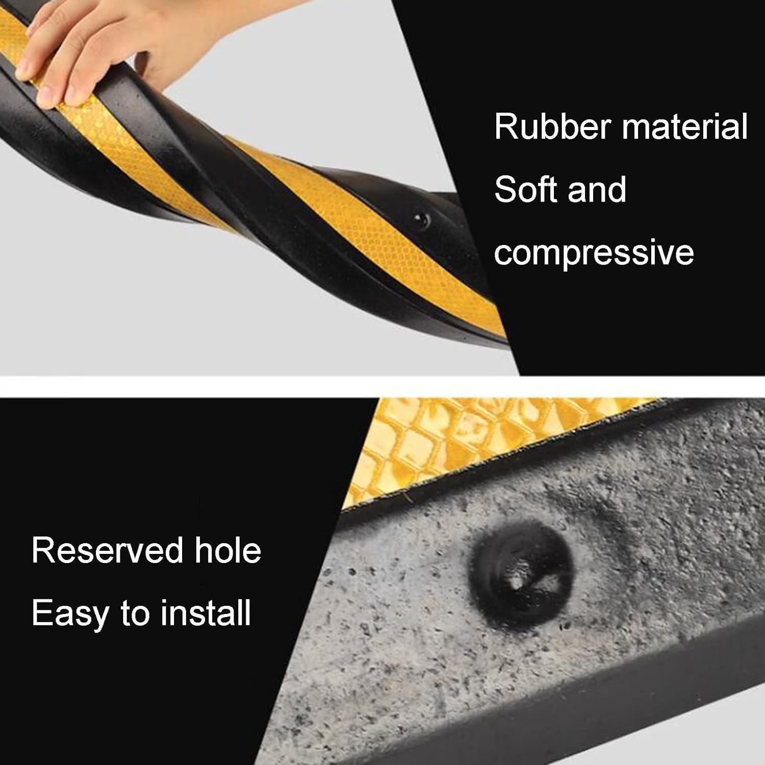 Protector de esquinas en forma de L con tira reflectante, protector de bordes para paredes de garaje, protector de esquinas para puertas de coche y parachoques de aparcam,Black+Yellow-100cm-1pcs