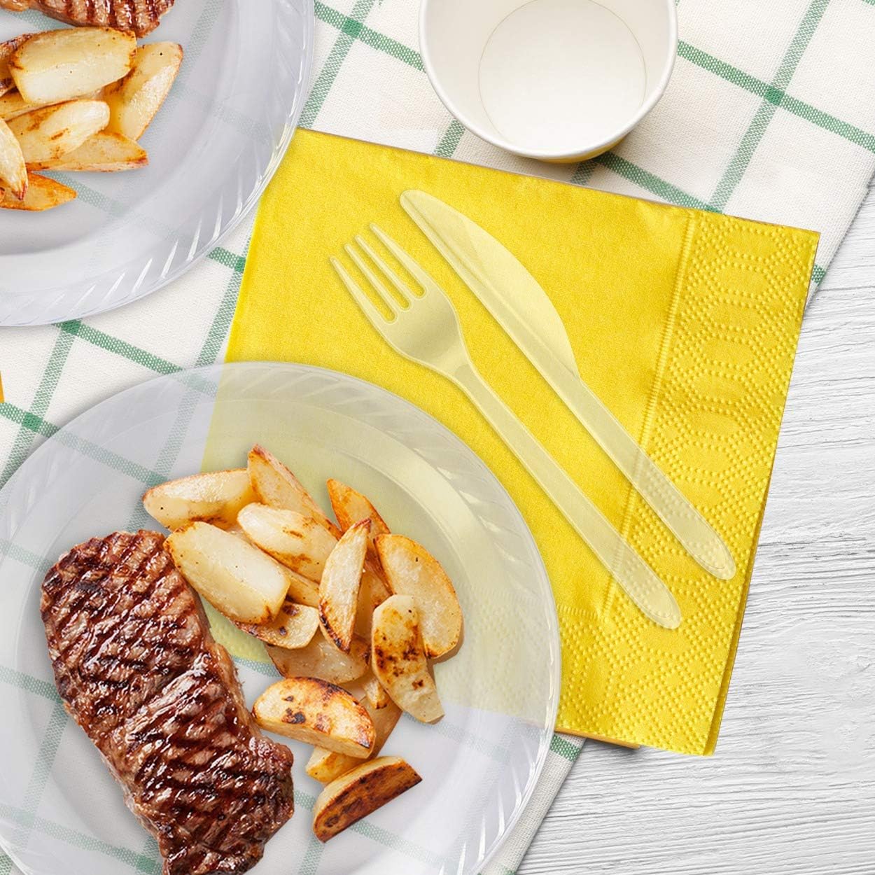 9 Inch Disposable Clear Plastic Plates In Bulk By Framo for Party and Dinner,And For Any Occasion, Microwaveable, BBQ, Travel, and Events (9 Inch 120 pack) : Health & Household