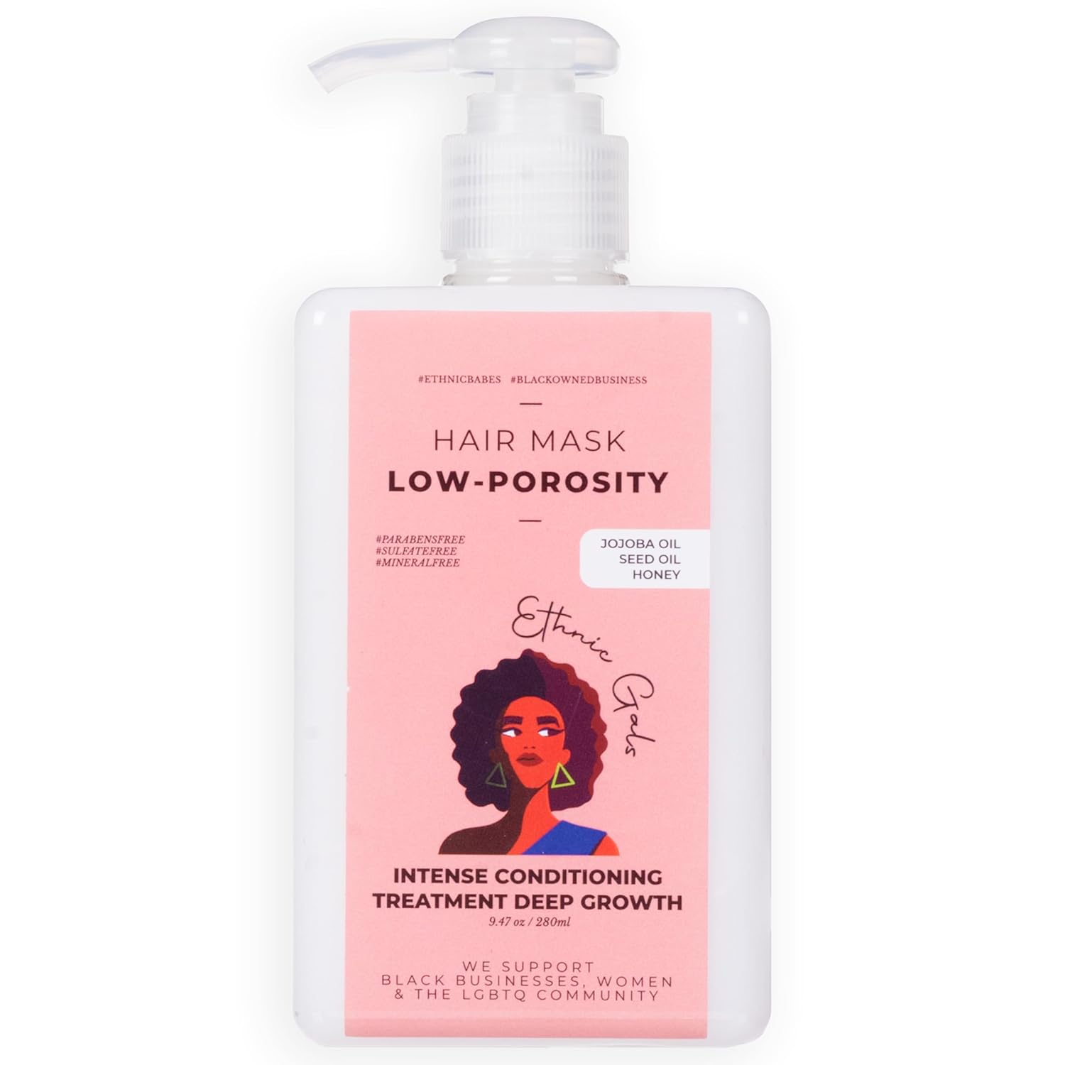 Ethnic Gals Low Porosity Hair Mask – Deep Moisture & Repair Treatment for Curly, Coily, Dry Hair with Shea Butter & Argan Oil, Restores Softness & Shine, 9.5 fl oz (280ml)