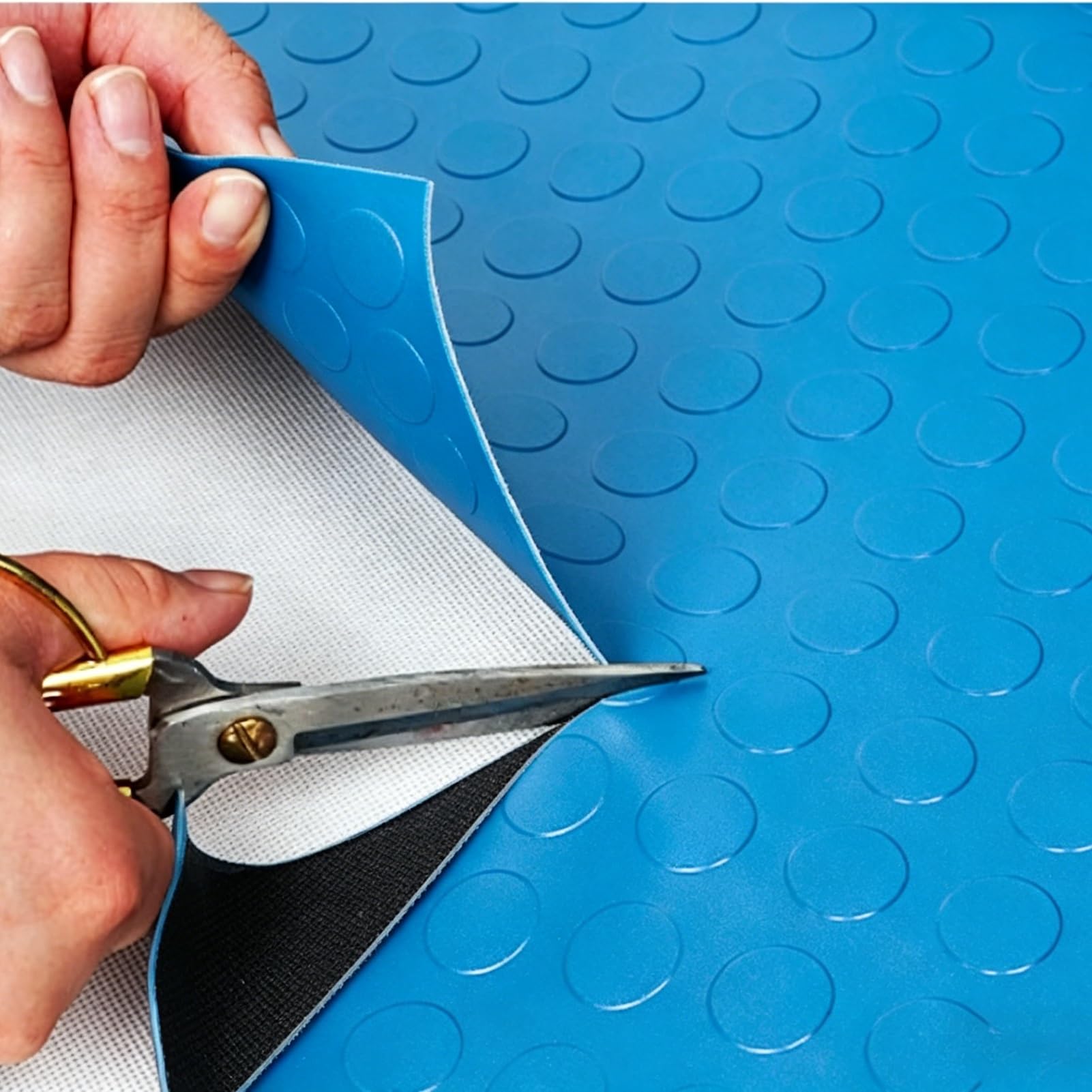 Elitix Coin Pattern Garage Flooring Mats Easy to Cut, Waterproof Non-slip Rubber Floor Rolls Kitchen/Garage, Electrocution Insulating Mat(Blue,1.2 x 1.8m/3.9 x 5.9ft)