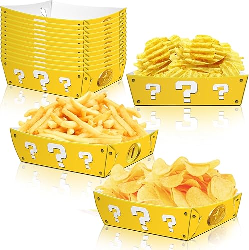 Miniatura 1 de OULUN 12 piezas de suministros de fiesta de Mario, decoraciones de fiesta de cumpleaños de Super Bros, signo de interrogación de los botes de