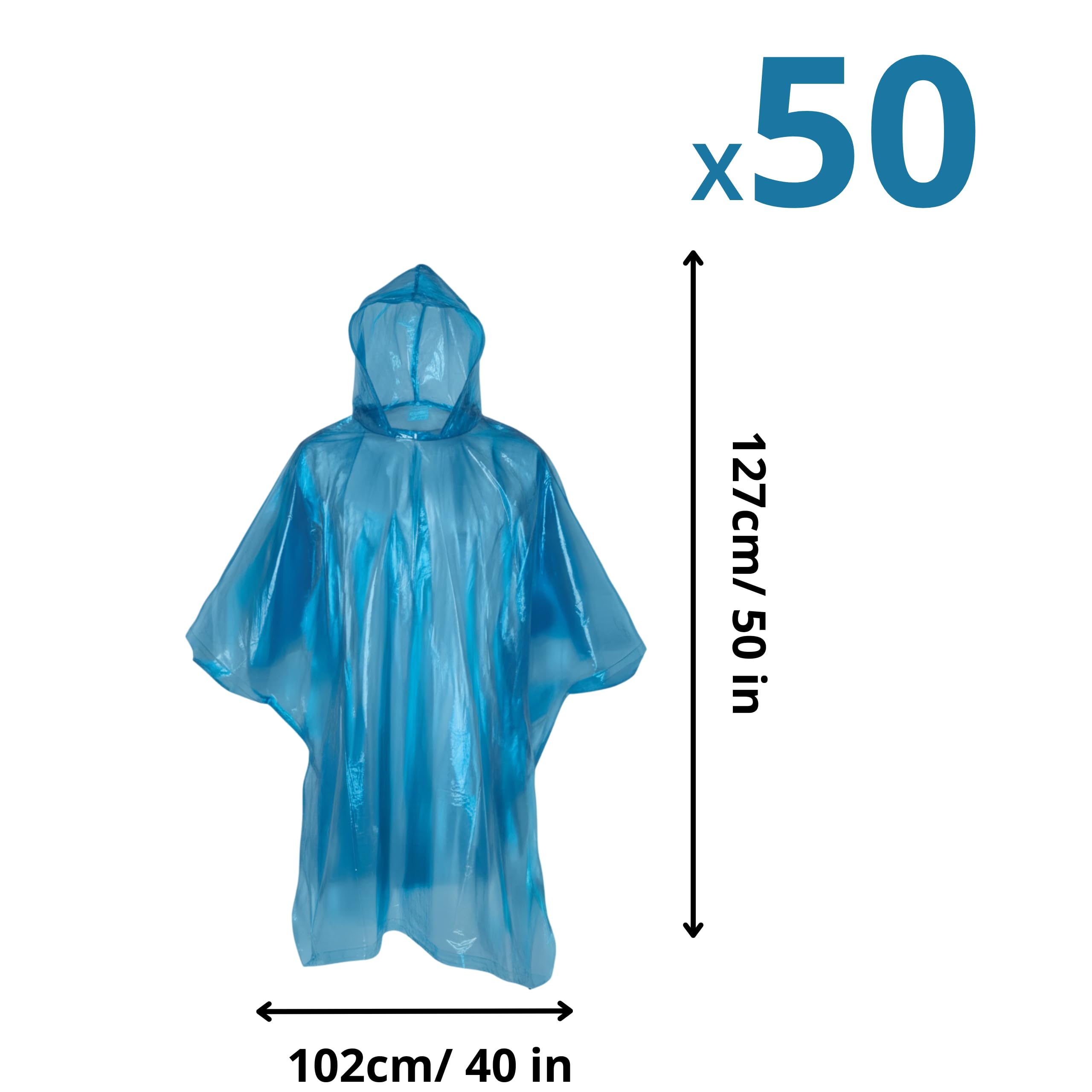 Pack x 50 Ponchos impermeables desechables para hombres o mujeres. Ideal para viajes, picnics, deportes al aire libre, senderismo o ciclismo
