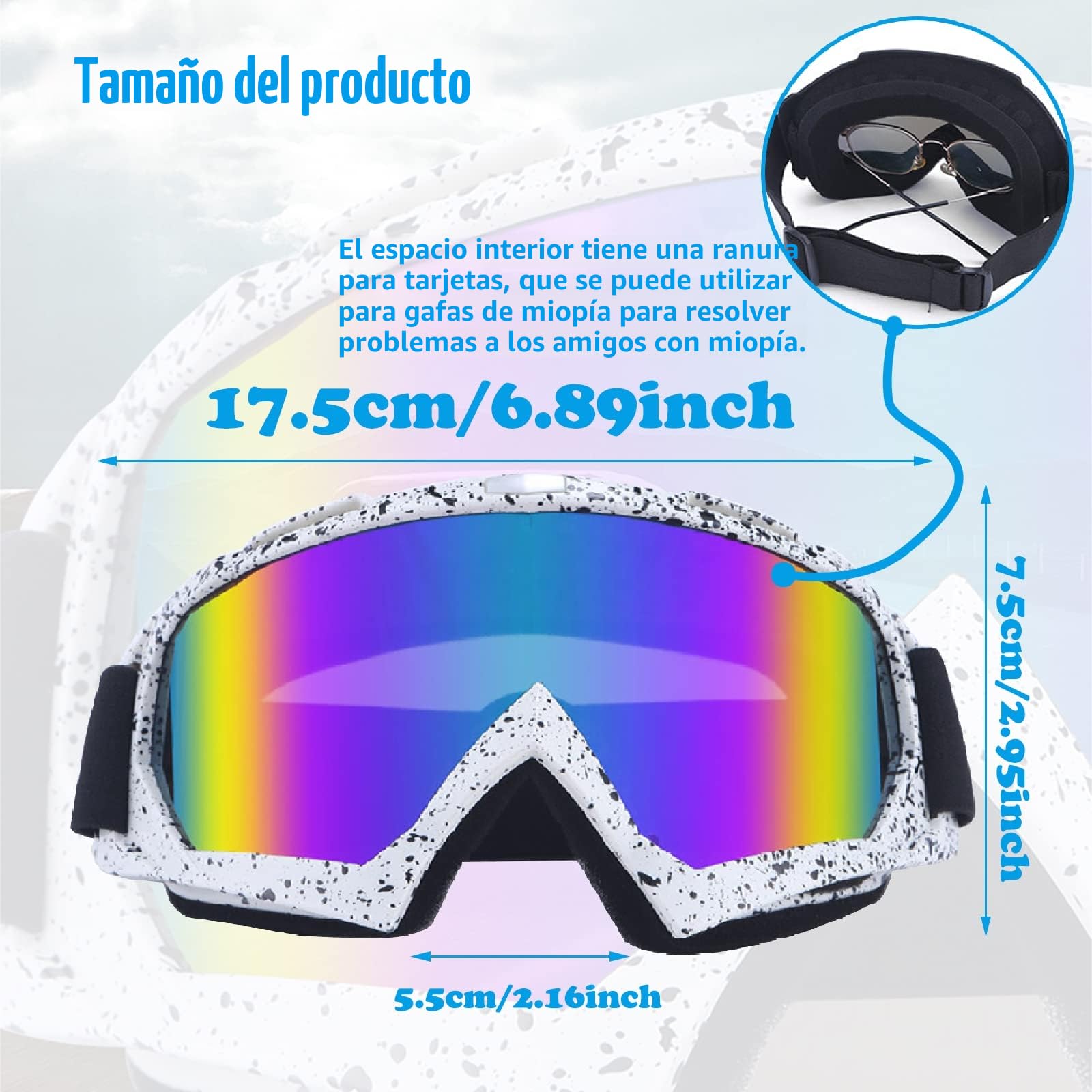 Gafas Snowboard Espejo, Gafas Esqui Mujer Hombre, Protección UV Antivaho Rellenas Espuma Deportes Aire Libre
