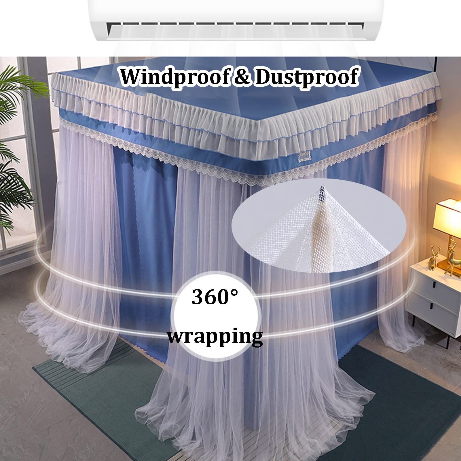 Doppelbetthimmel mit Moskitonetz, luxuriöser Betthimmel mit Doppelstange, Verdunkelungsvorhang fürs Bett mit Moskitonetz im Prinzessinnen-Stil (Größe: 200 x 220 x 200 cm)