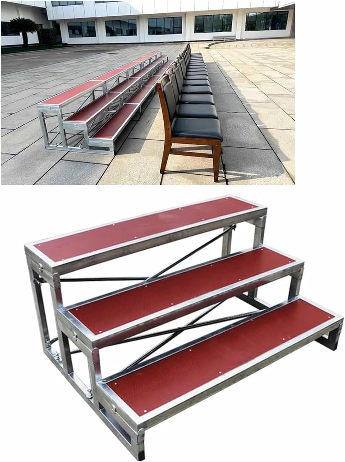 1 2 3 Tier Choir Risers Step, Commercial Choral Stair Treads, Multi-Functional Group Shot Staircase Platform, Tiered Seating Lectern Speaking Stand