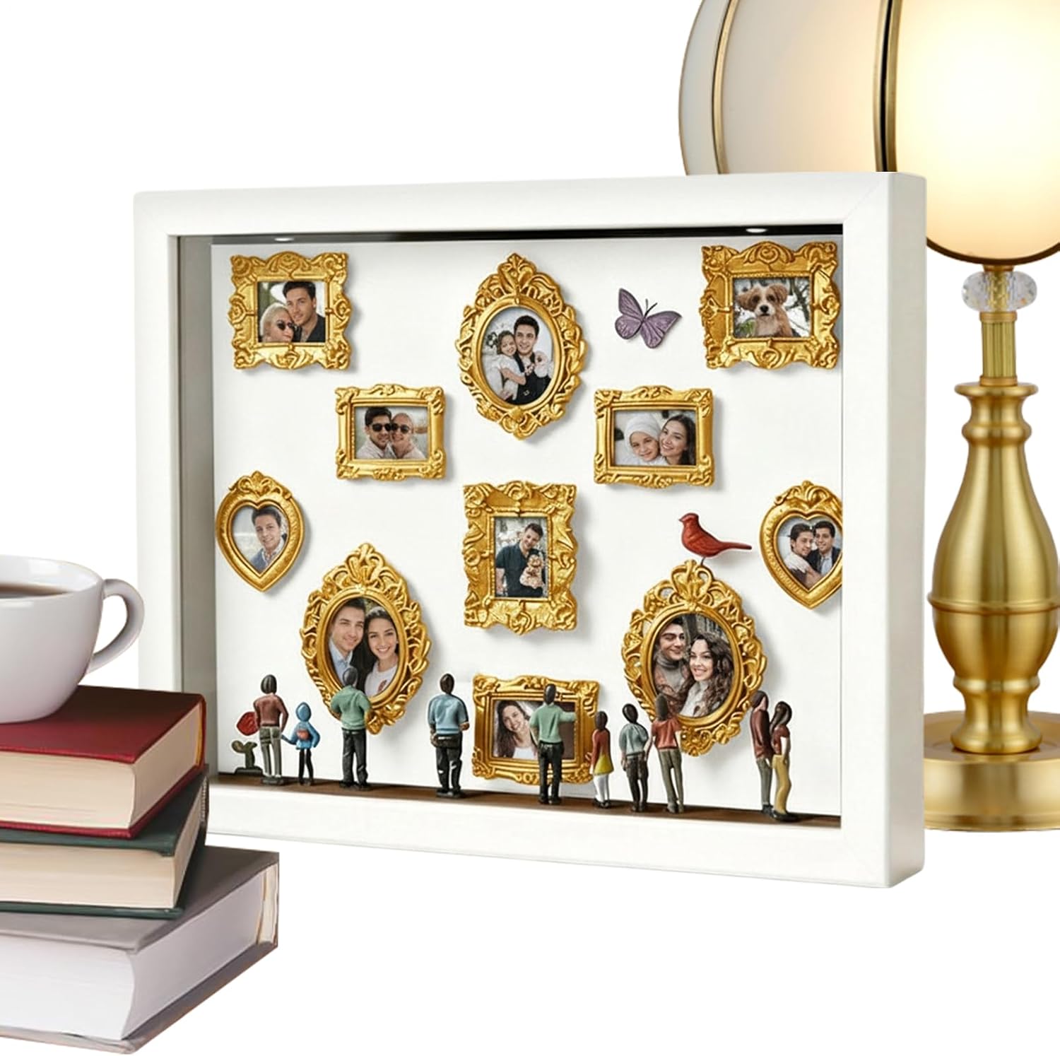 Diy Memory Frame - Mini Illuminated Museum Box with Figurine Scenes for Personalized Photos, Creative Display with Wooden Structure, Ideal for Lovers, Him, Her, Family Gathering, Friends Gift