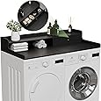 CuisinSmart Washer Dryer Countertop with 2-Tier Shelf, Wood Laundry Countertop Over Washer and Dryer with Edge, 54" Width x 27.5" Depth Laundry Hamper Table Top Storage Organization Gray