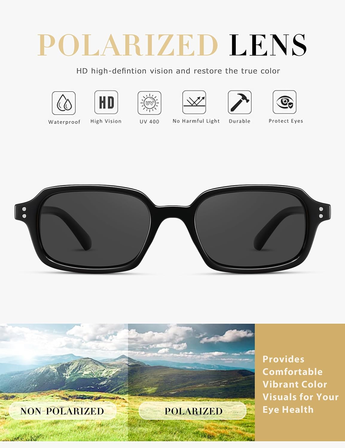 Trendy Rectangle Polarized Sunglasses for Women Men Retro Small Square Sun Glasses Vintage 90s Sunnies CL012 - Image 5