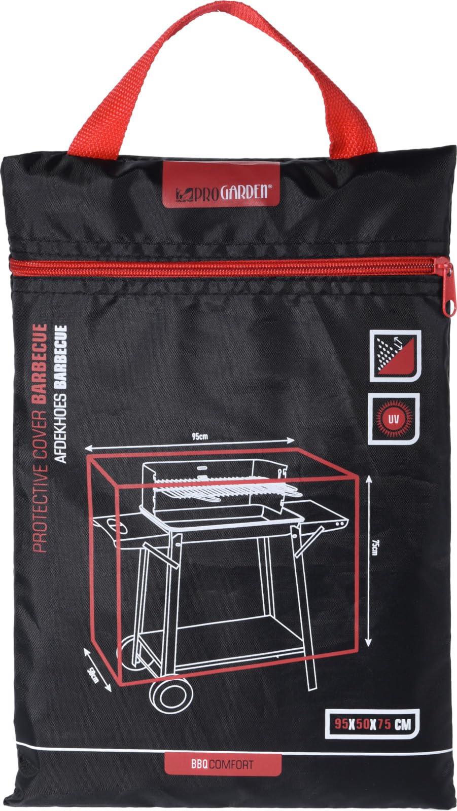Envenzo BBQ Cover Rectangular, Outdoor Garden Furniture Cover for Barbecue Grill Protection, Black, 95 x 50 x 75 cm
