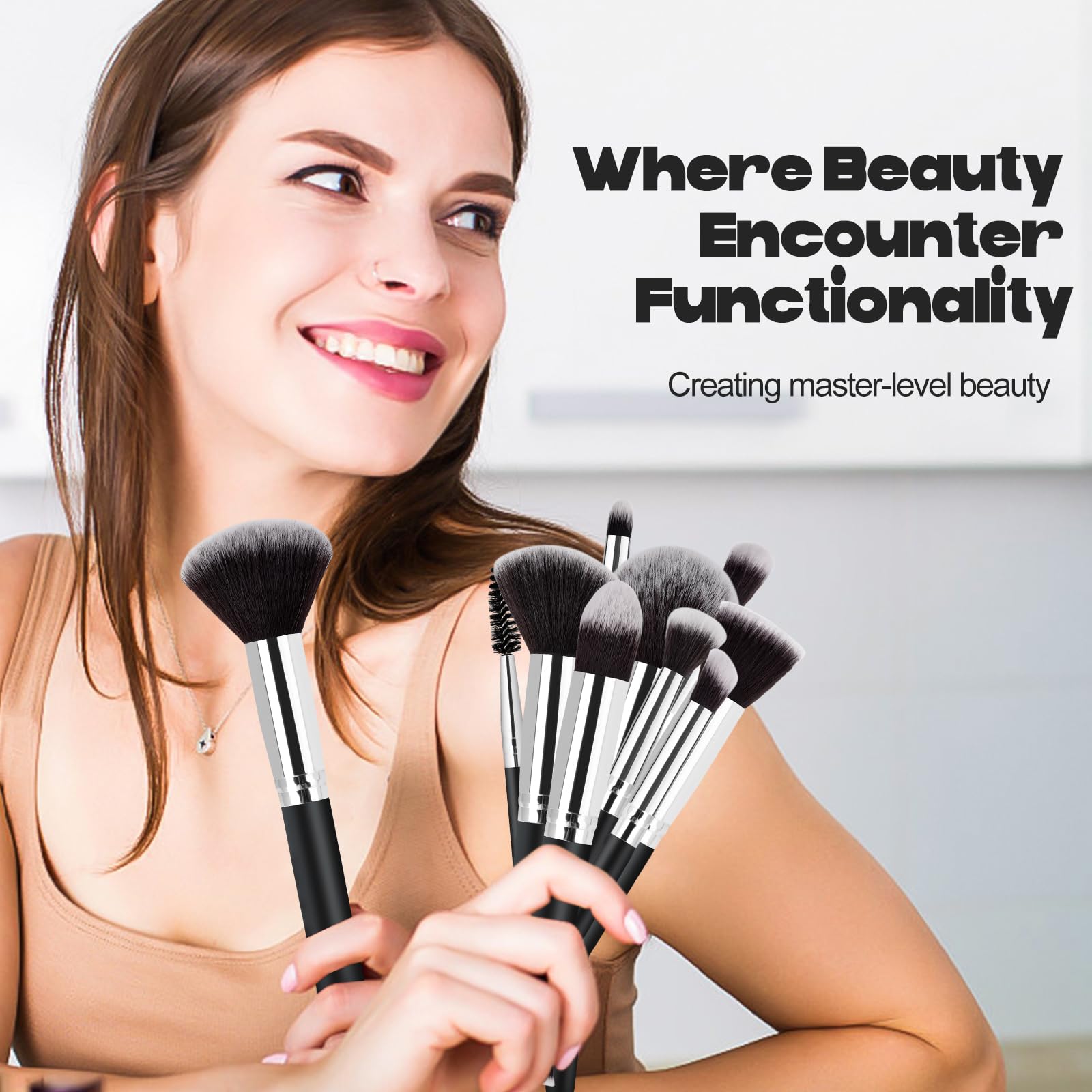 Stocking Stuffers for Women Teen Girls - Christmas Gifts 13 Pcs Makeup Brushes Set, Premium Kit with Foundation Concealer Makeup Blush Sponge, Professional Beauty Accessories for Women Sister Birthday