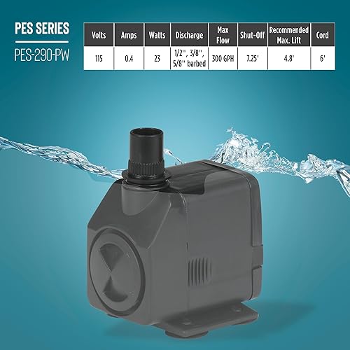 Miniatura 7 de Little Giant PES-290-PW 115 voltios, 300 GPH bomba de accionamiento magnéticoestanque con cable de 6 pies, negro, 566717
