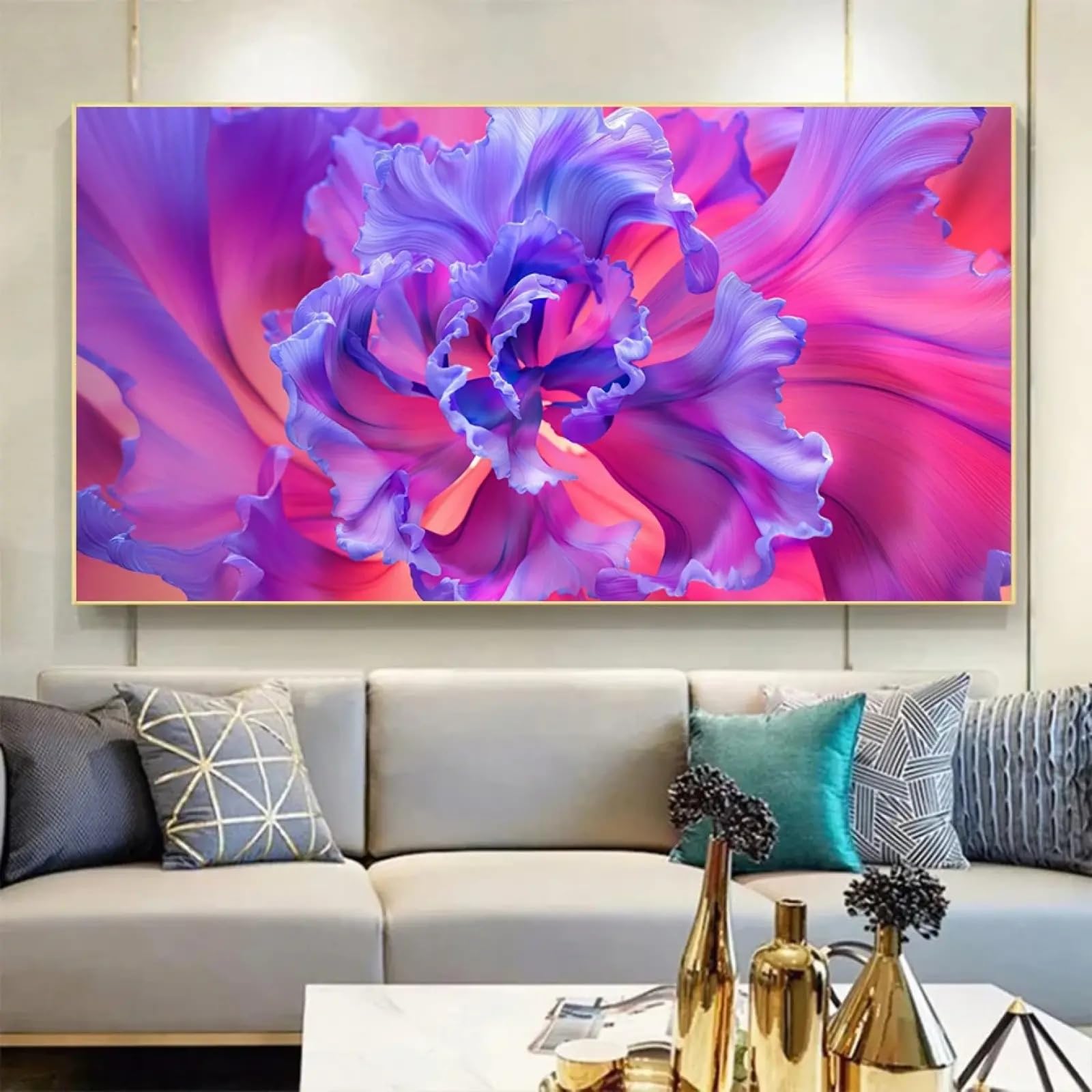 Toile fleurs en fleurs 60x120 cm avec cadre pour salon - 6
