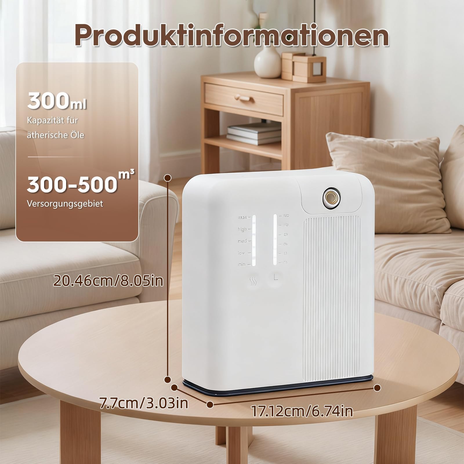 Smart Aroma Diffuser, Wasserloser Diffusor für ätherische Öle 300ml, Duftdiffusor mit Bluetooth & App, Abdeckung bis 500 Kubikmeter des Duftes für Zuhause, Geschäft, Hotel, Büro, Spa