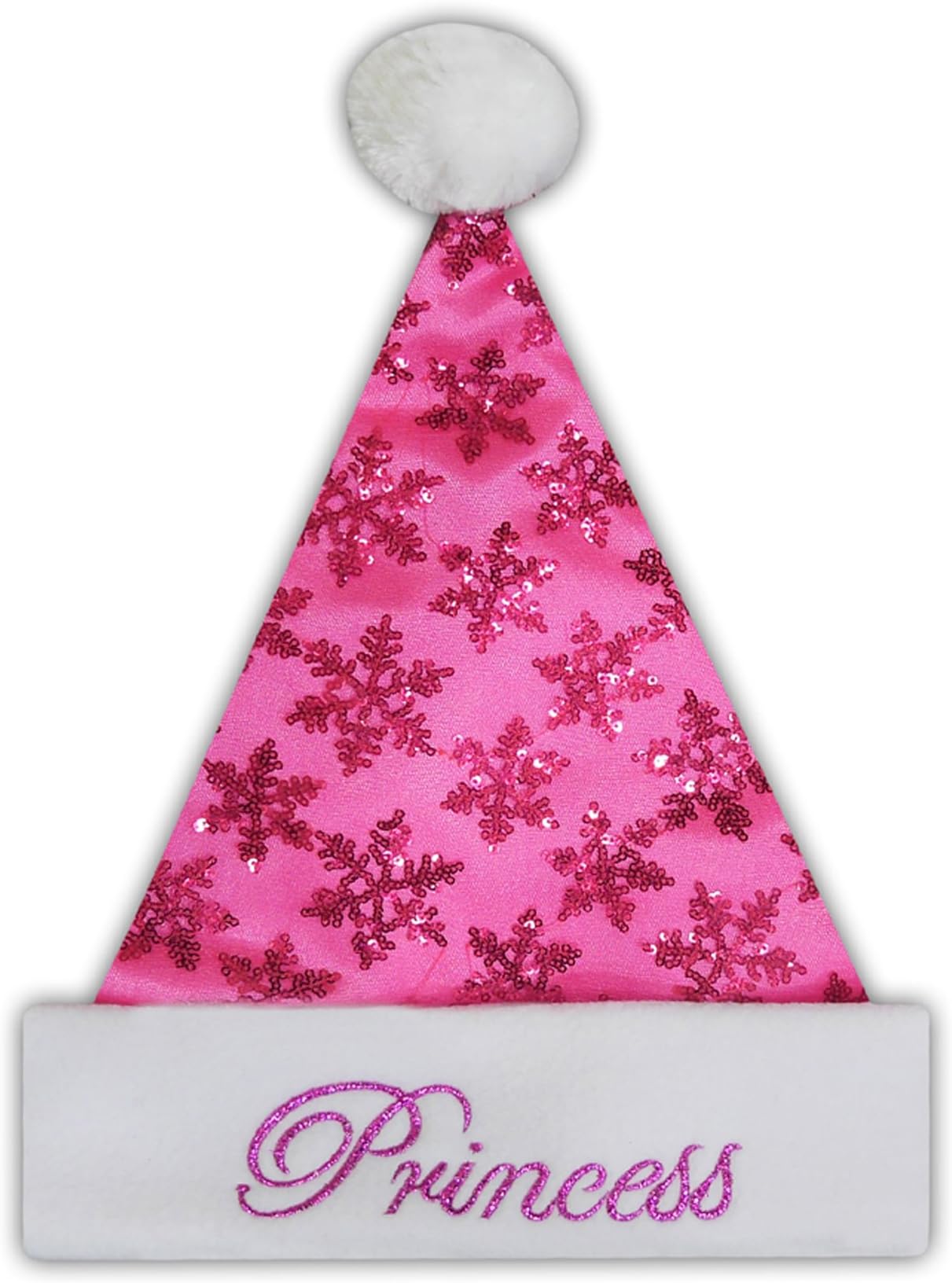 15โ Pink Princess Sequin Snowflake Christmas Santa Hat
