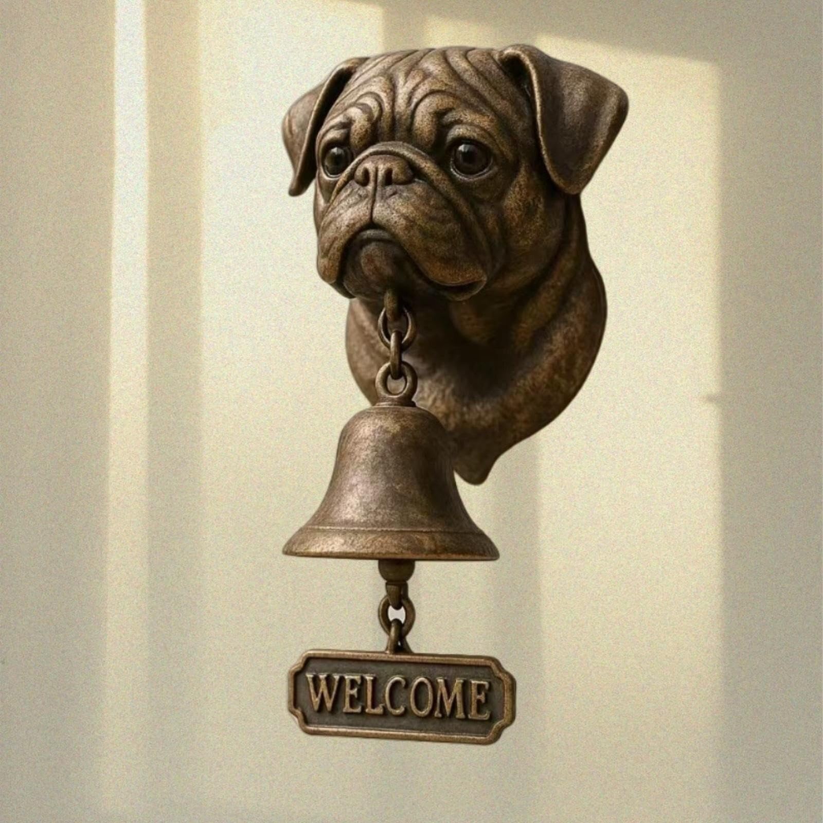 Vintage Rustic Welcome Dog Doorbell - French Bulldog Resin Bell for Garden, Porch, or Entryway | Animal Home Decor(A5)