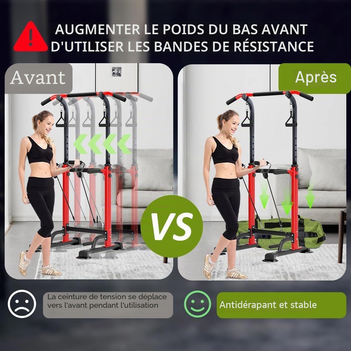 Pull Up & Dip Station Dip Stand Power Tower, Adjustable Height Home Strength Training Fitness Workout Station, Suitable for Teenagers, Women, Men
