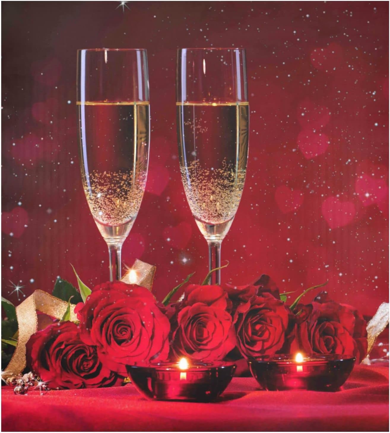 Valentines Day Champagne Red Roses Dishwasher Magnet Cover Refrigerator Magnet Door Panels Home Cabinet Appliances Stickers for Wash Machine Dryer 23x26in
