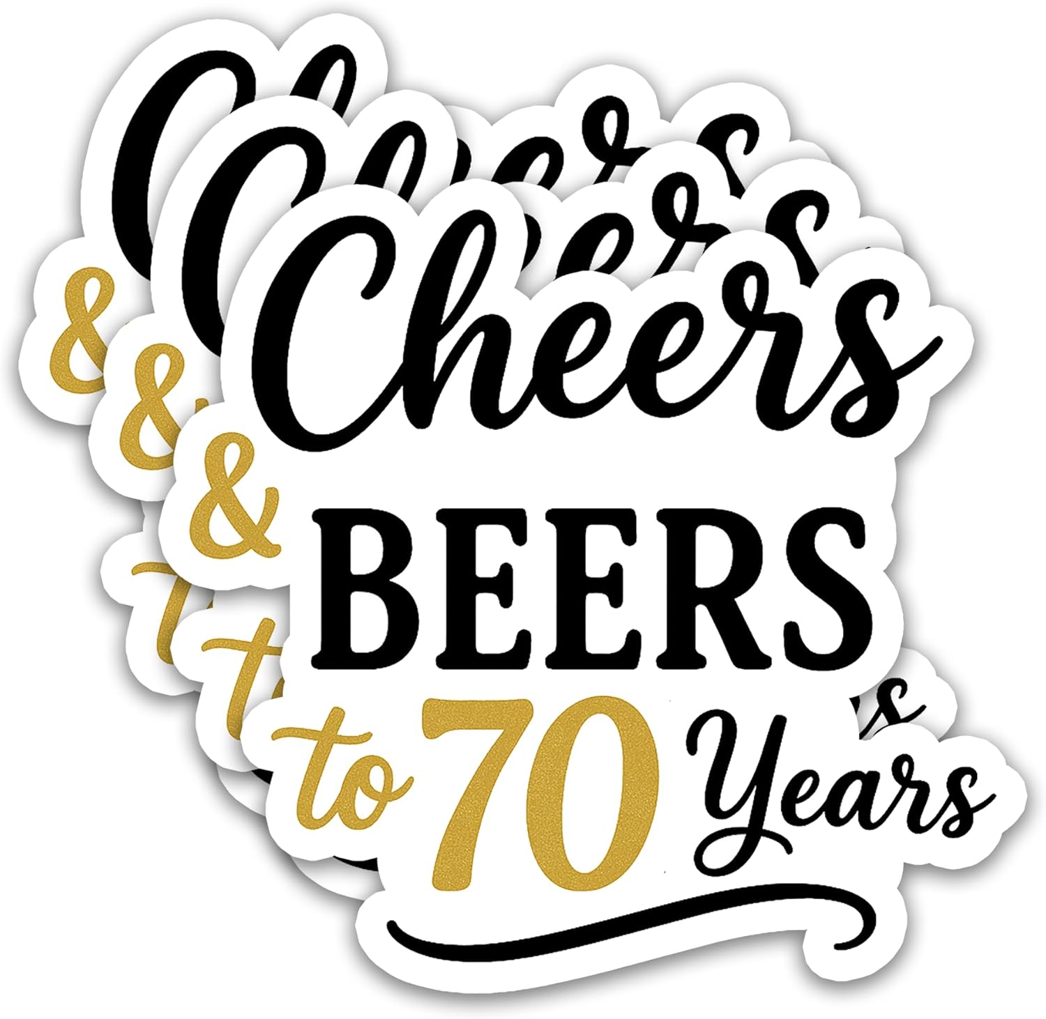 (3Pcs) 70th Birthday Stickers – Cheers & Beers to 70 Years Sticker – Waterproof Vinyl Decals for 70th Birthday Party Decor, Cups, Laptops, Gift Bags & More – Funny Birthday Gift, Size 3″