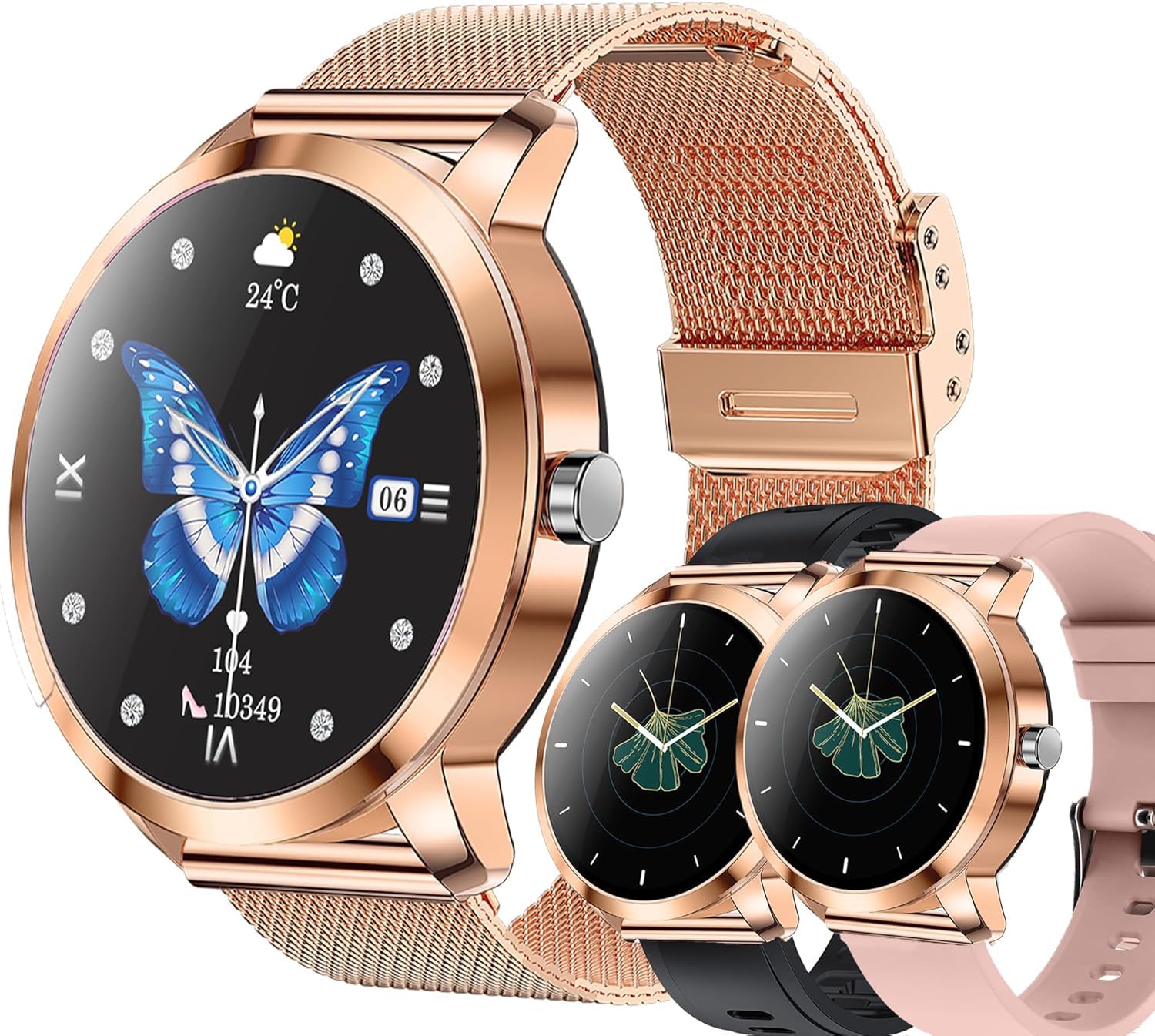 Reloj inteligente para mujer, 1,32 pulgadas, AMOLED con función de teléfono, rastreador de fitness, 123 modos deportivos, monitor de actividad con presión arterial, monitor de sueño, podómetro, reloj