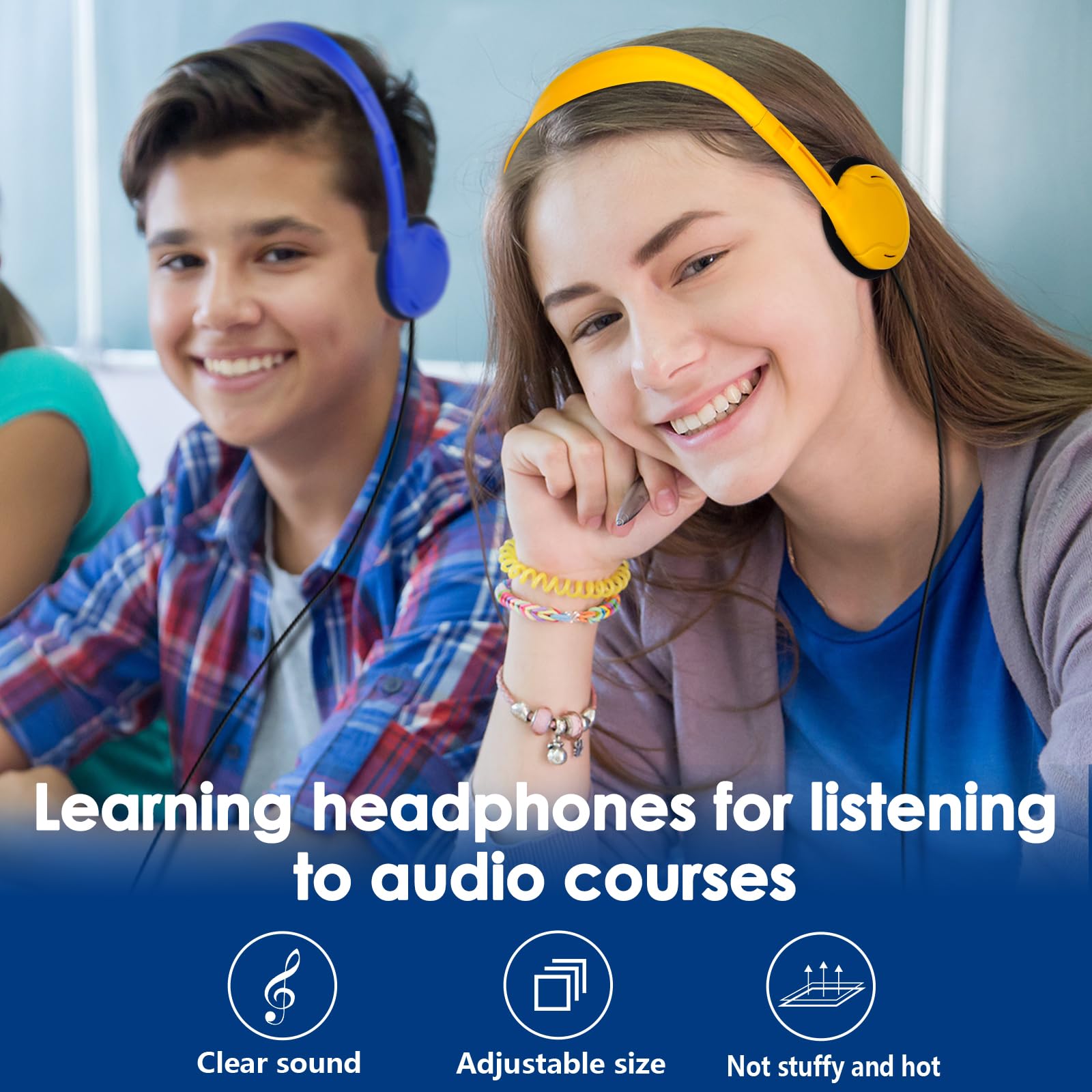Auriculares para niños, paquete de 10 unidades para escuela, aula, estudiantes, niños, niñas, adolescentes y adultos, juego de auriculares para estudiantes, computadora, conector de 3.5 mm (B)