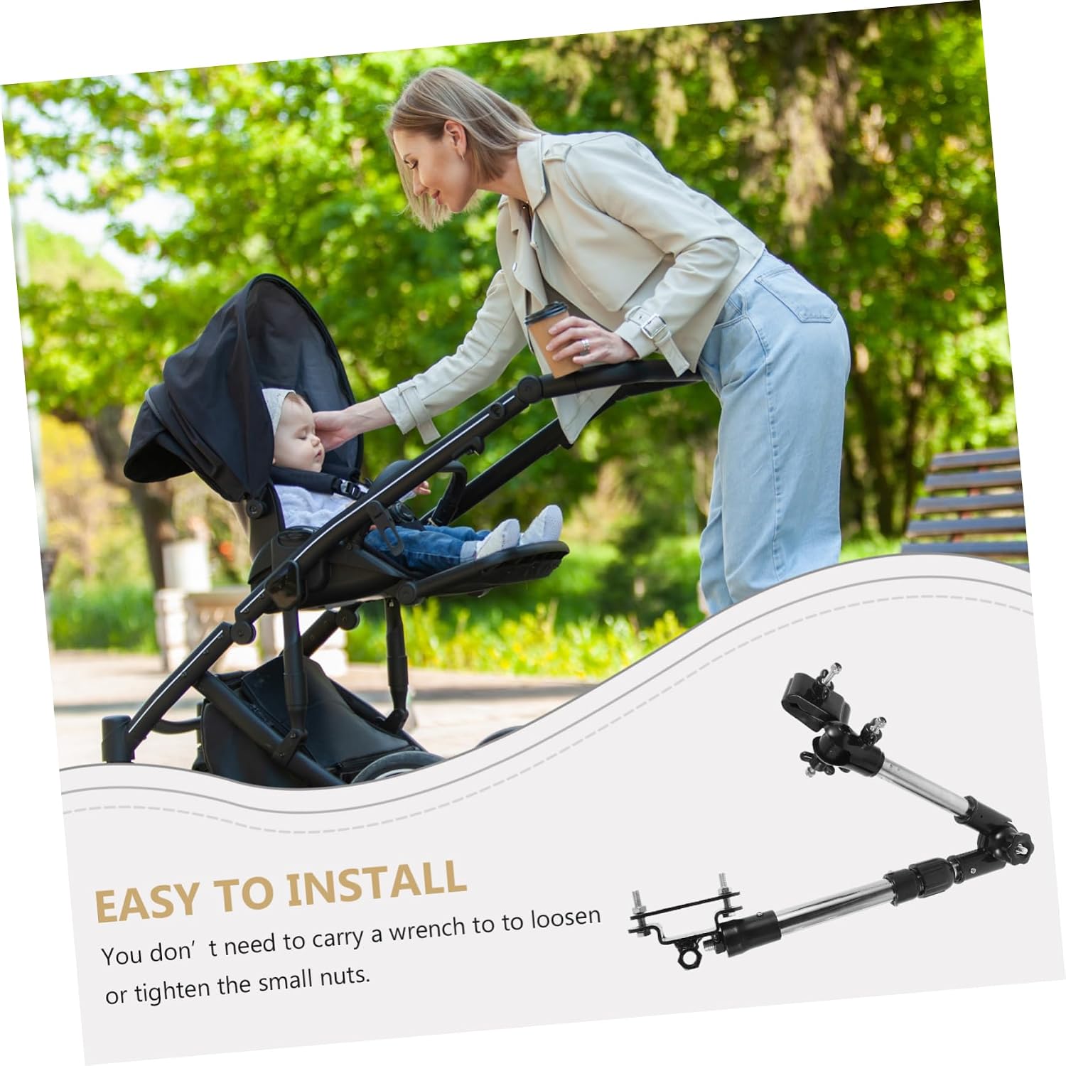 Abaodam Adjustable Umbrella Holder for Bicycles and Wheelchairs Clamp Mount Bracket for Electric Bikes and Strollers Black Versatile Design for Sun and Rain Protection
