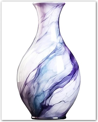 Purple Blue Watercolor Decorative Vase 8x10 Unframed Watercolor Vase Print | Purple Blue Watercolor Decorative Vase Poster for Office Cubicle Guest Room or Small Gallery Wall - Cottagecore Floral Decor