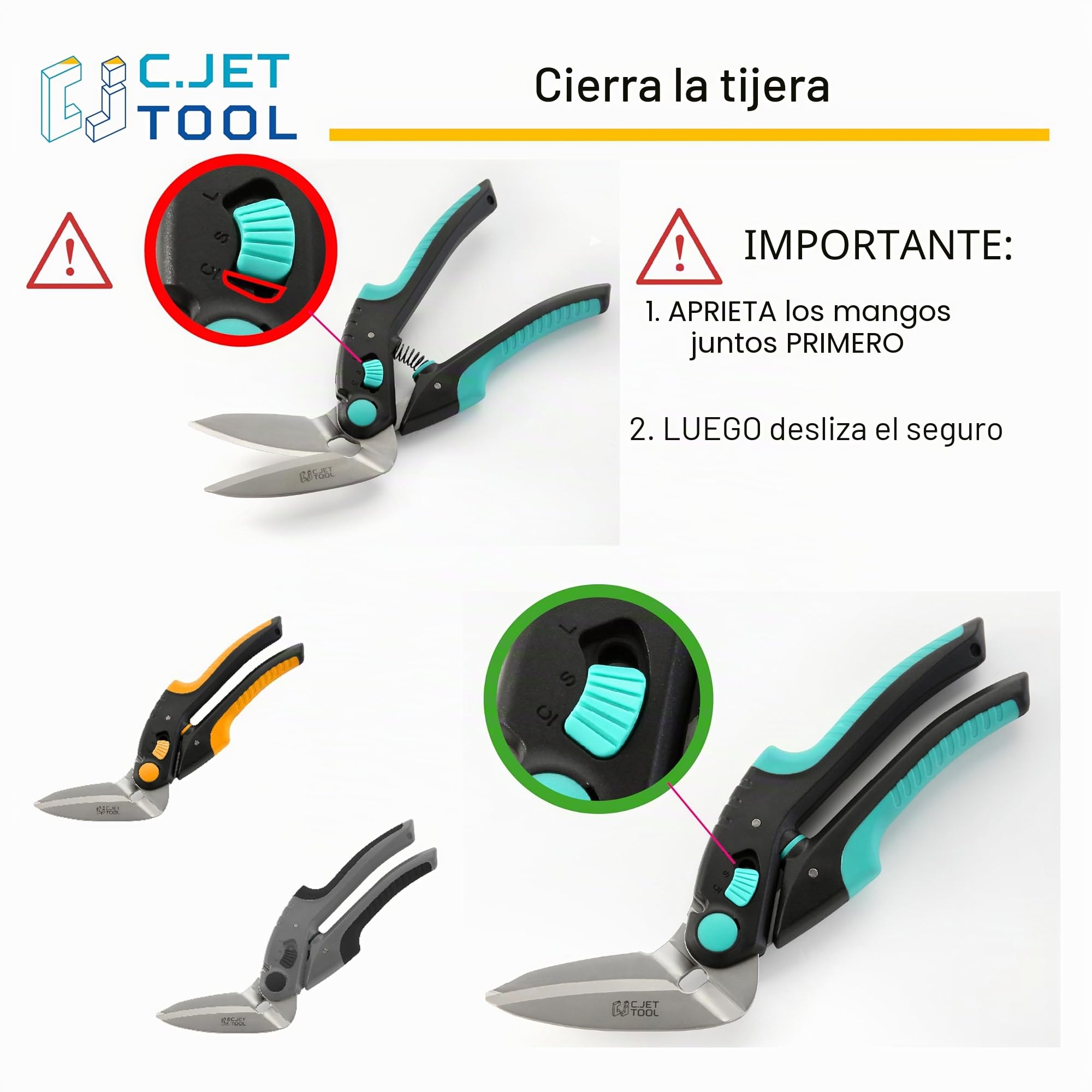 C.JET TOOL Tijeras de Trabajo 25cm, Cortador de Alfombras, Multiusos, Tijeras para Alfombras, Cartón, Cuero, Poda, Jardinería, Profesional de Agarre de Acero Inoxidable (Naranjo)