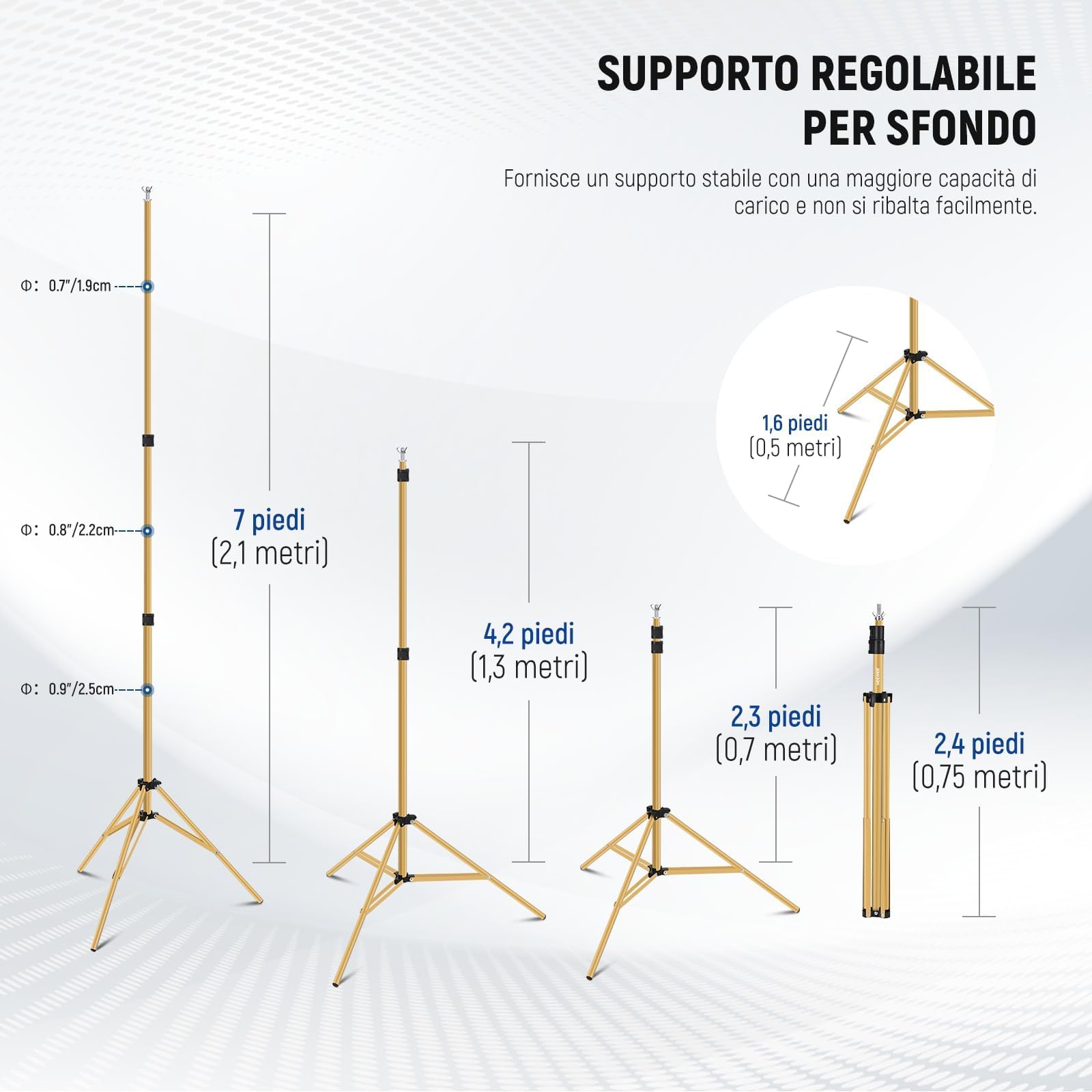 Stand Per Sfondo Neewer 3x2m - Con 4 Traverse, 8 Morsetti E Borsa - Foto 11