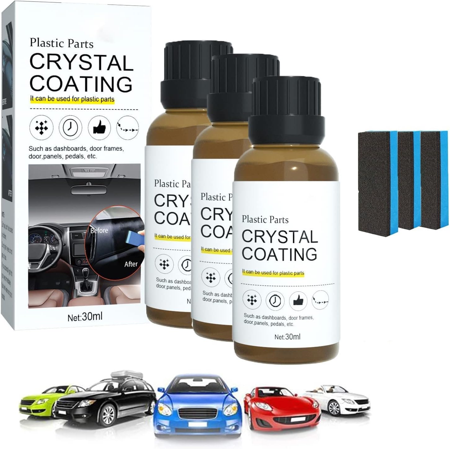 IGSYIGSY 3Pcs Plastic Parts Crystal Coating, Car Plastic Coating Agent, Plastic Restorer Car Exterior, Crystal Coating for Car, Plastic Parts Refurbish Agent