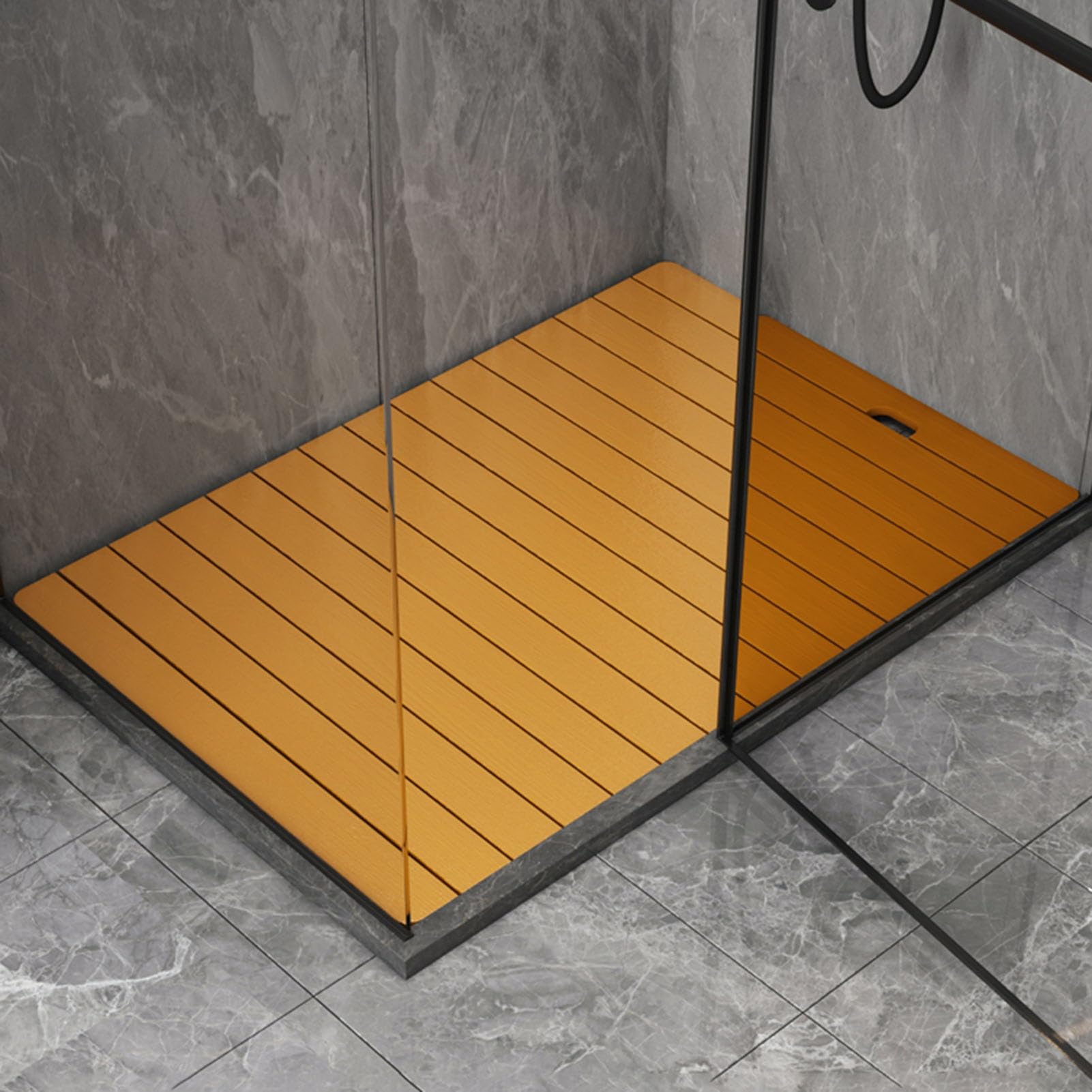 Pedana Doccia Tappetino da Bagno con Venature del Legno, Tappetino da Doccia in Plastica Impermeabile con Doghe Larghe, Pedale per Supporto Rialzato per Ciotola per Animali Domestici ( Color : Yellow