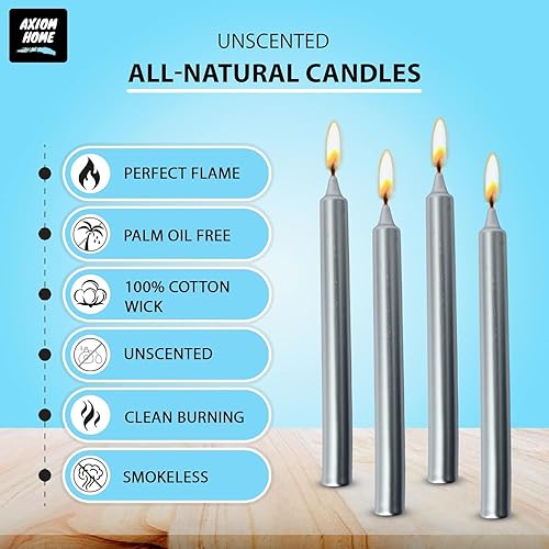Miniatura 189 de Axiom Candles Velas altas sin goteo de 10 pulgadas sin perfume y sin humo, 9 horas de tiempo de combustión, velas cónicas para el hogar, cenas