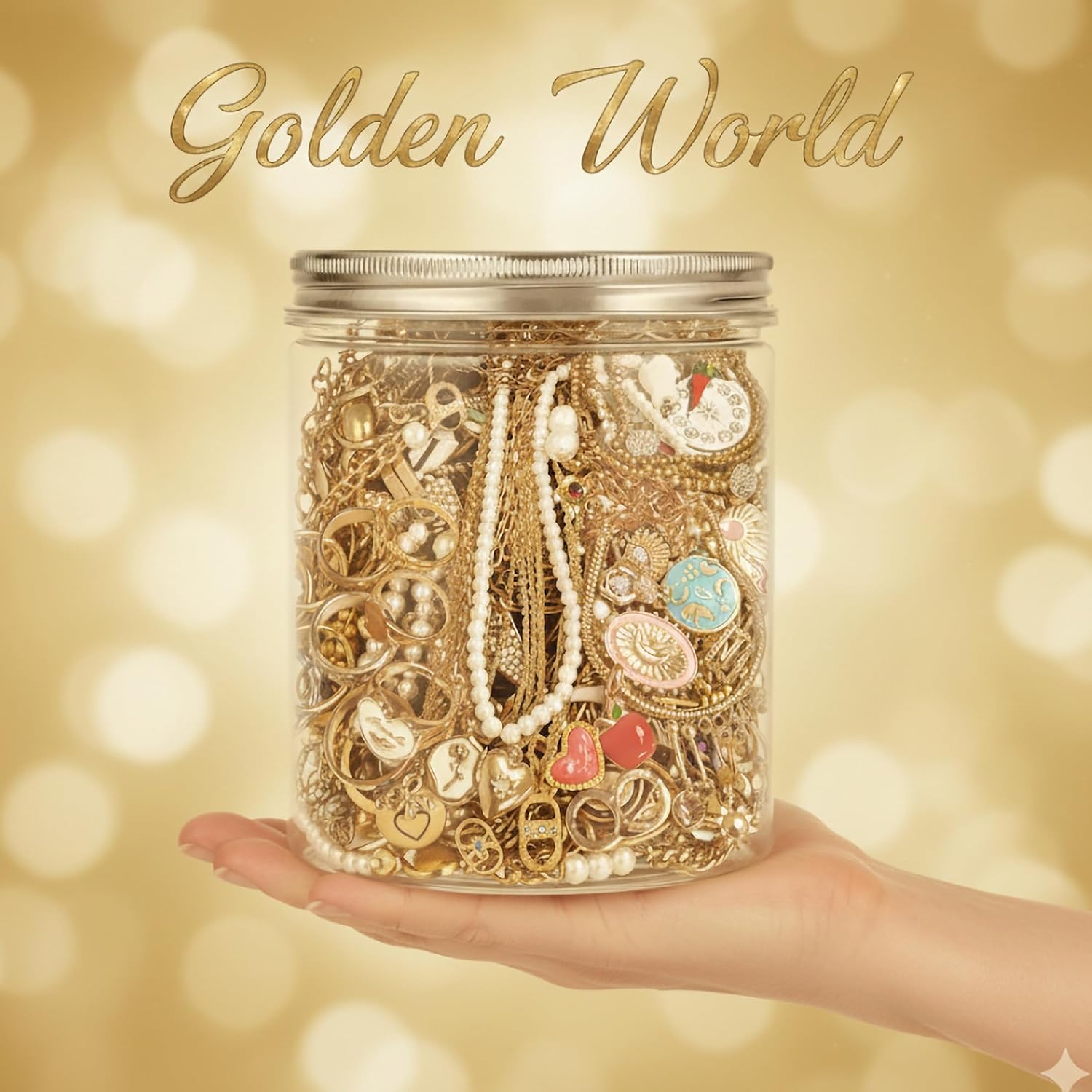 60 Pieces Mystery Jewelry Jar, Dainty Gold Mystery Box for Women Jewelry Set with Necklace, Earrings, Rings, Bracelets & Charm, Unique Jewelry Jar Birthday Gifts for Her (Diverse Style / 60) - Image 8