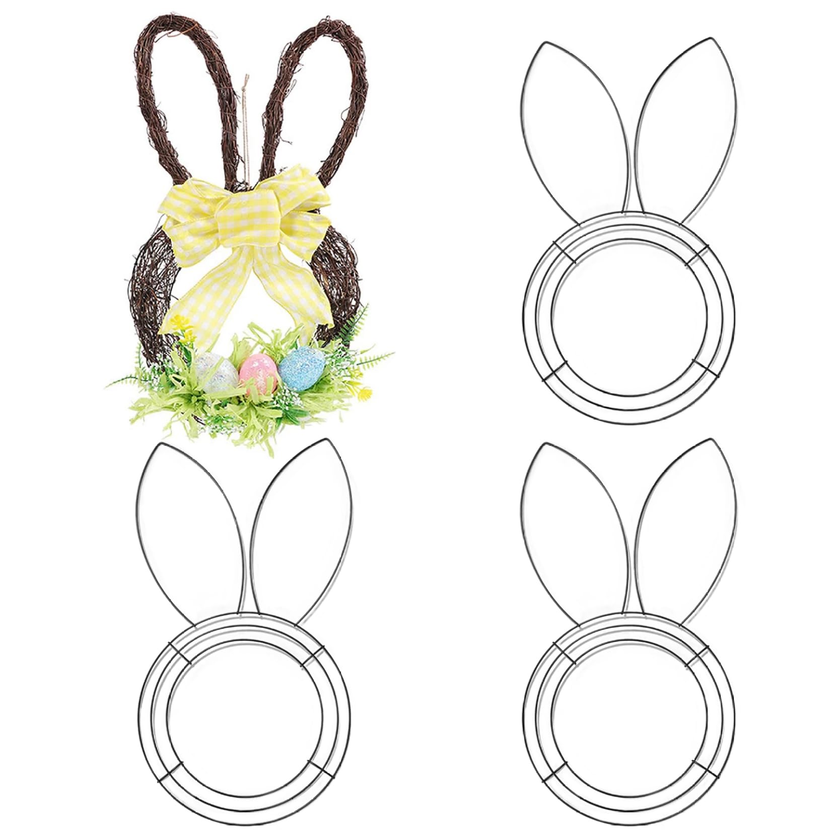 Cadre de couronne en fil métallique lapin de Pâques 17x9 pouces support pour art floral DIY
