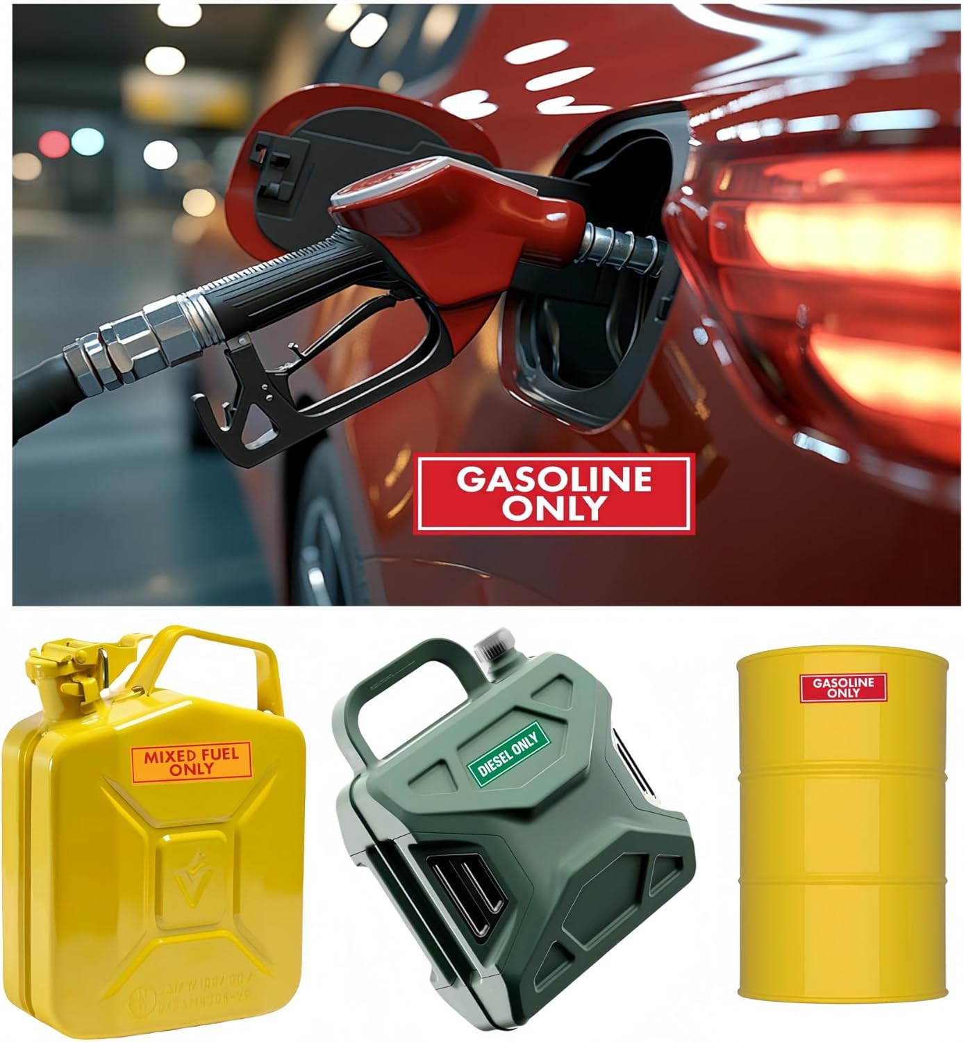 12 Pcs Diesel Only & Gasoline Only & Mixed Fuel Only Stickers for Fuel Tank Tractor Fuel Cans Gas Caps Weatherproof Adhesive Decals 6x2 inch 12 Labels - Image 2