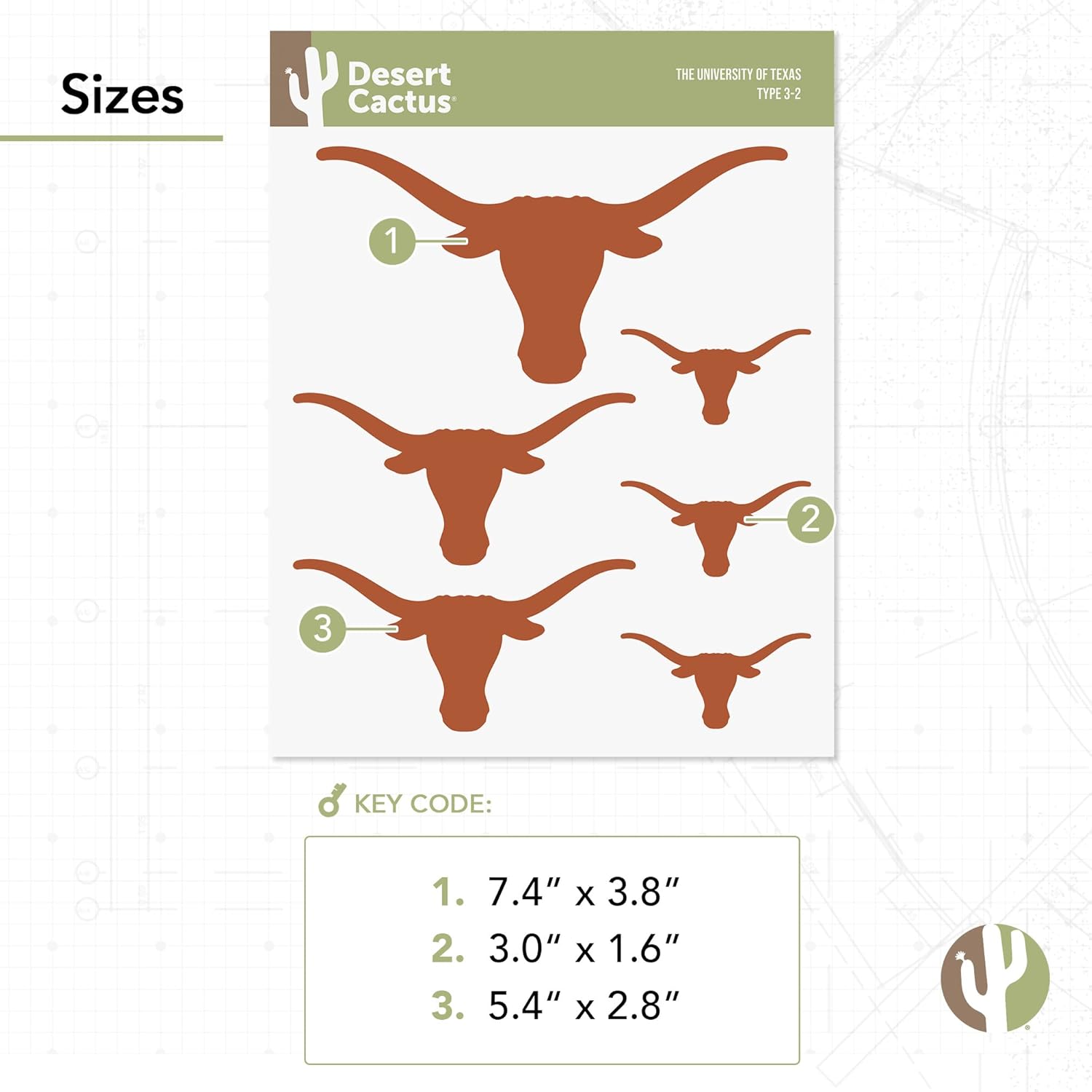 Desert Cactus University of Texas Stickers Longhorns UT Austin Vinyl Decals Laptop Water Bottle Car Scrapbook Sheet T3 (Type 3-2) - Image 2