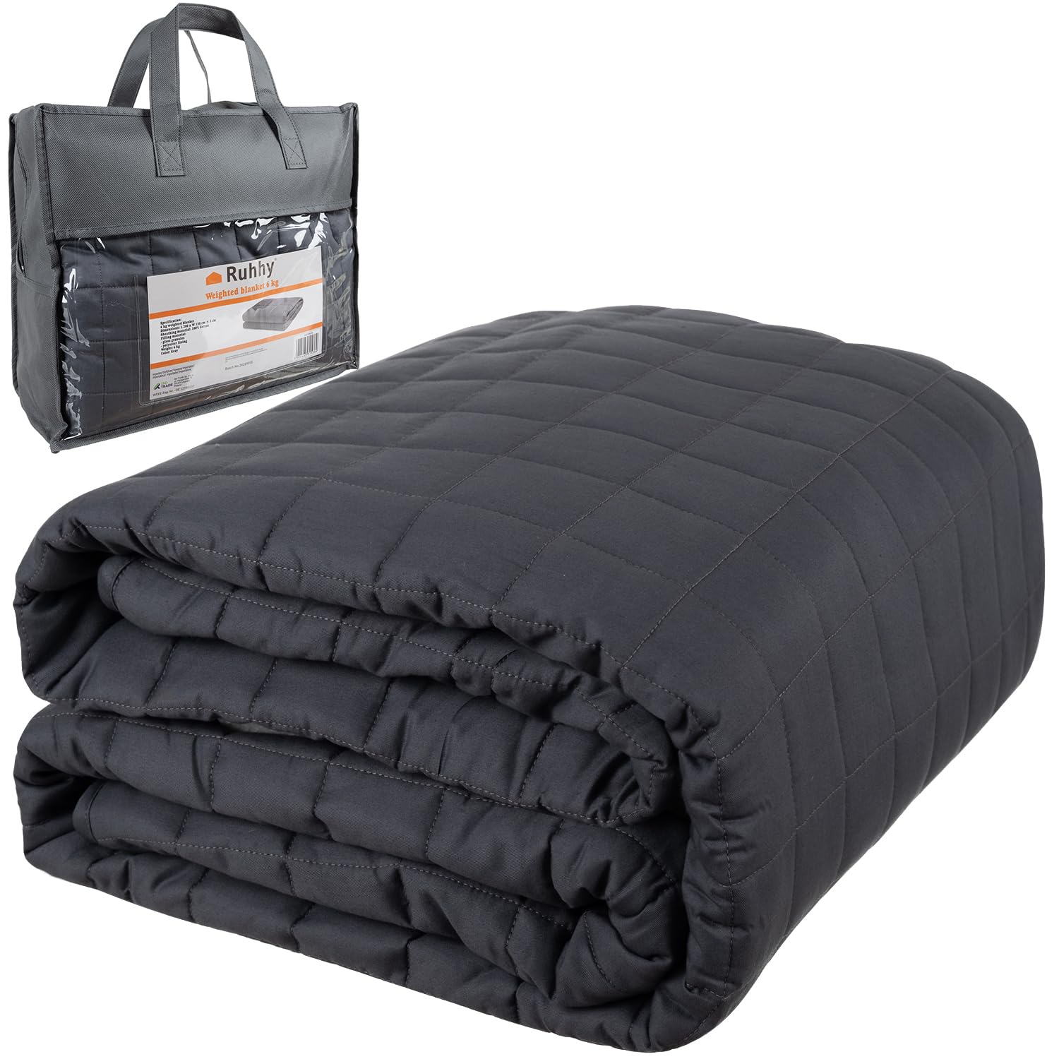Ruhhy Coperta pesante, 150 x 200 cm, 6,4 kg, in cotone e perle di vetro, calmante coperta terapeutica contro insonnia, stress e ansia, per adulti e ragazzi