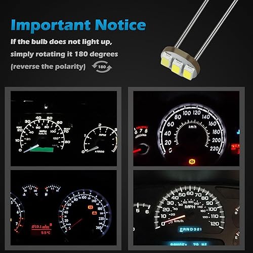 Miniatura 6 de Partsam 20pcs 0.185 in-12v coche blanco mini bombillas lámparas indicador racimo velocímetro iluminación de fondo