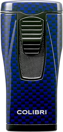 Colibri Monaco Triple Flame Lighter - Blue Carbon Fiber Print