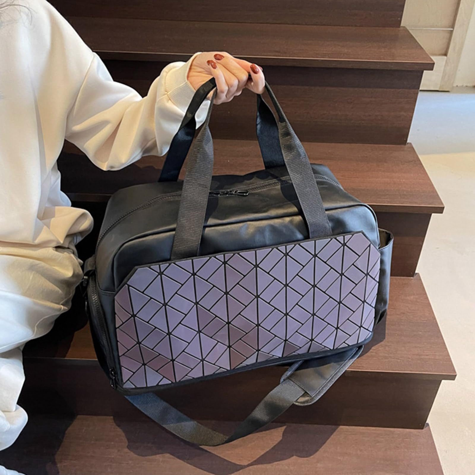 Elegante bolsa de viaje de gran capacidad con separación en seco y húmedo y compartimento para zapatos para gimnasio, deportes y, Silver