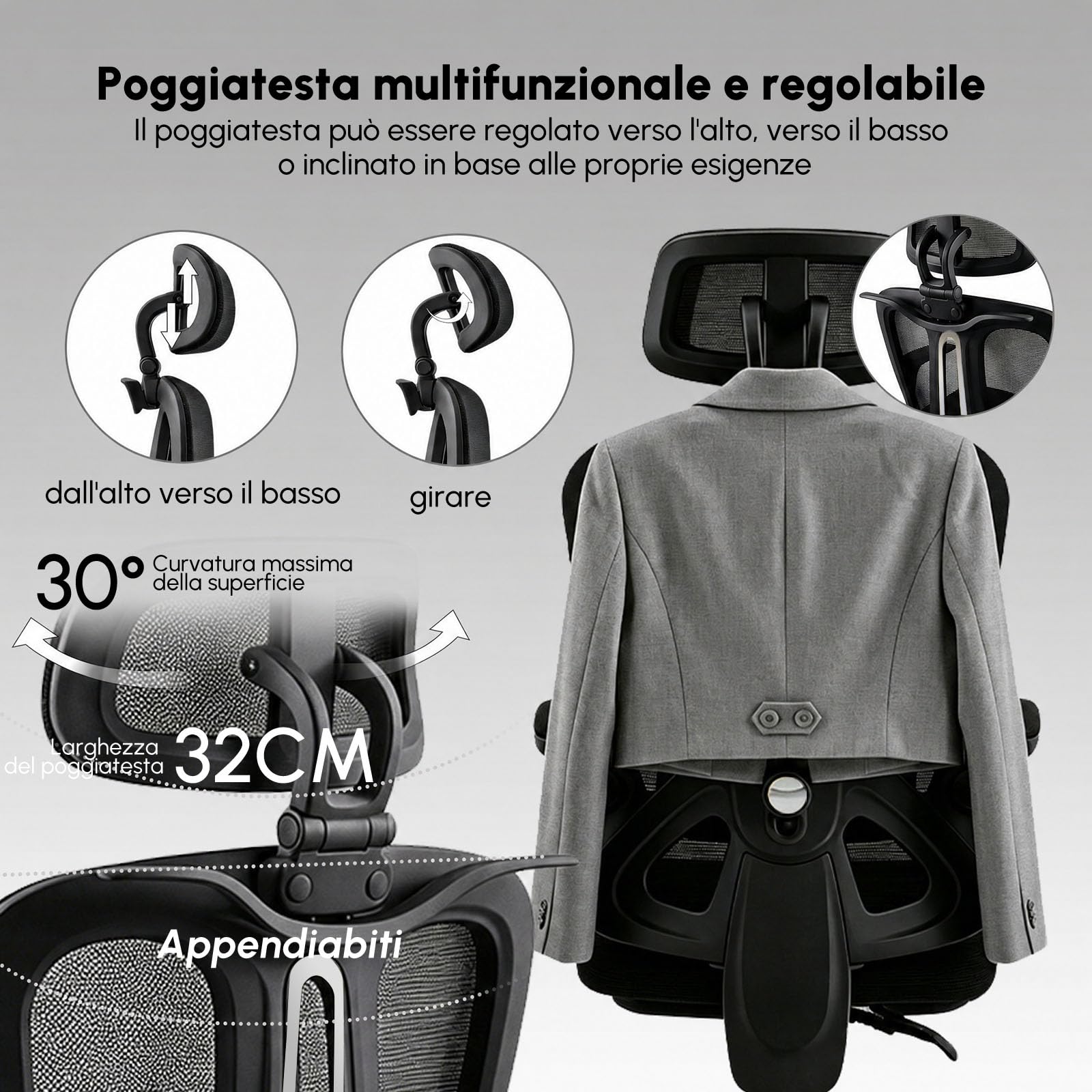Sedia da Ufficio Ergonomica, Sedia da Scrivania con Schienale in Rete Traspirante,Sedia computer con Poggiapiedi, Supporto Lombare e Altezza Regolabile per Home,adulti, 150 kg, Nero