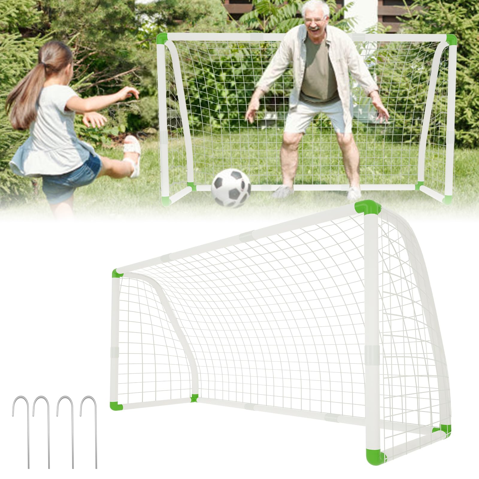 PVC Fußballtor 180x120x80cm - Fußballtore mit Netz Geeignet für Garten, Strand und Park, Trainings Fußballnetz, Fußball Tor Torwand Ideales Tor für Kinder und Erwachsene