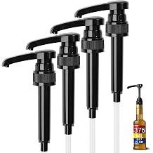 Mini Syrup Pump for 375ml 12.7 oz Bottles Coffee Syrup Dispenser Pumps, 4 Pack Pumps Compatible with Torani & Skinny Syrup Bottles, Spare Tubes, for Coffee Bar, Beverage Station, Food Service